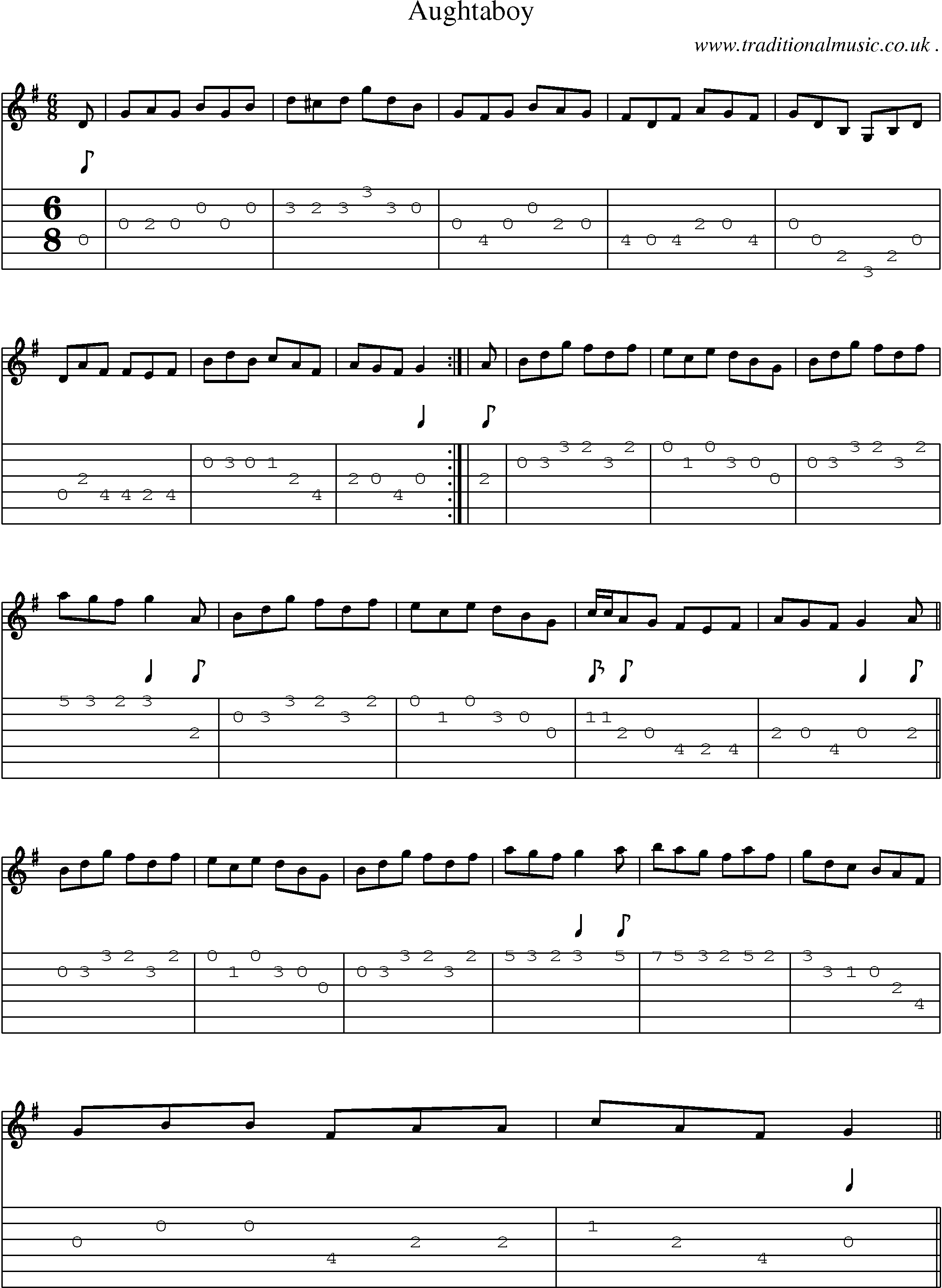 Sheet-Music and Guitar Tabs for Aughtaboy