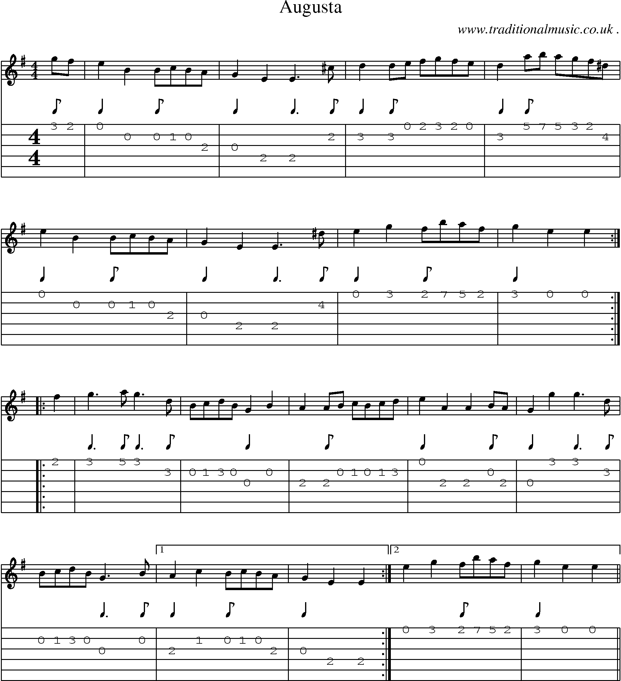 Sheet-Music and Guitar Tabs for Augusta