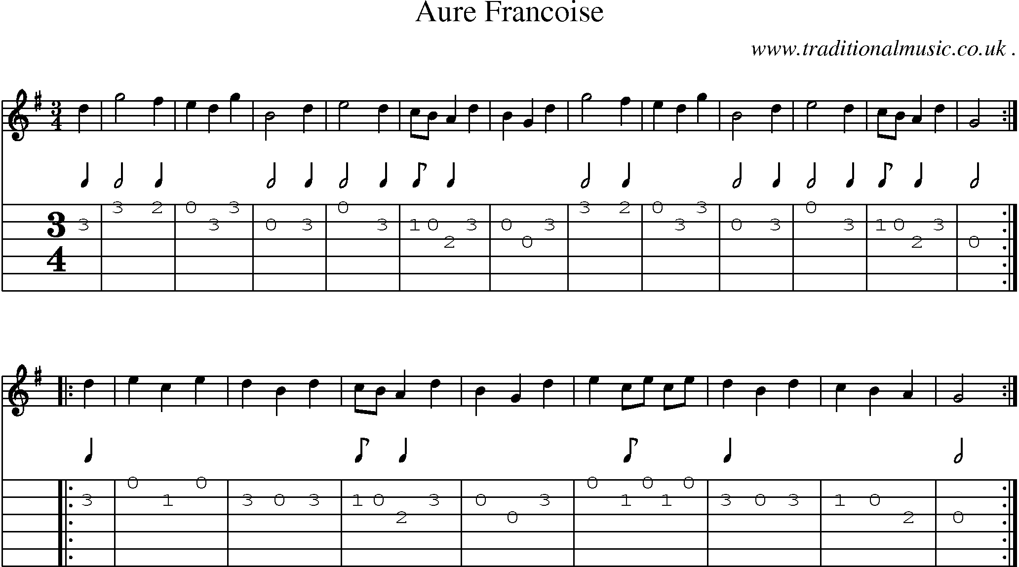Sheet-Music and Guitar Tabs for Aure Francoise