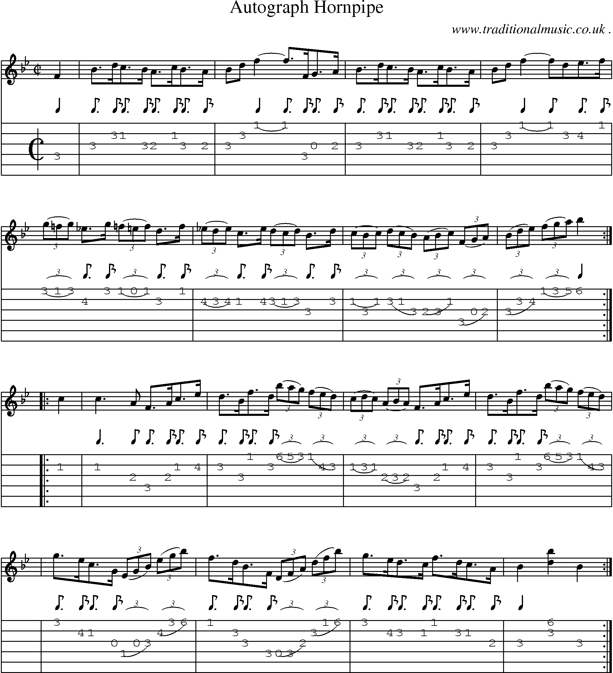 Sheet-Music and Guitar Tabs for Autograph Hornpipe