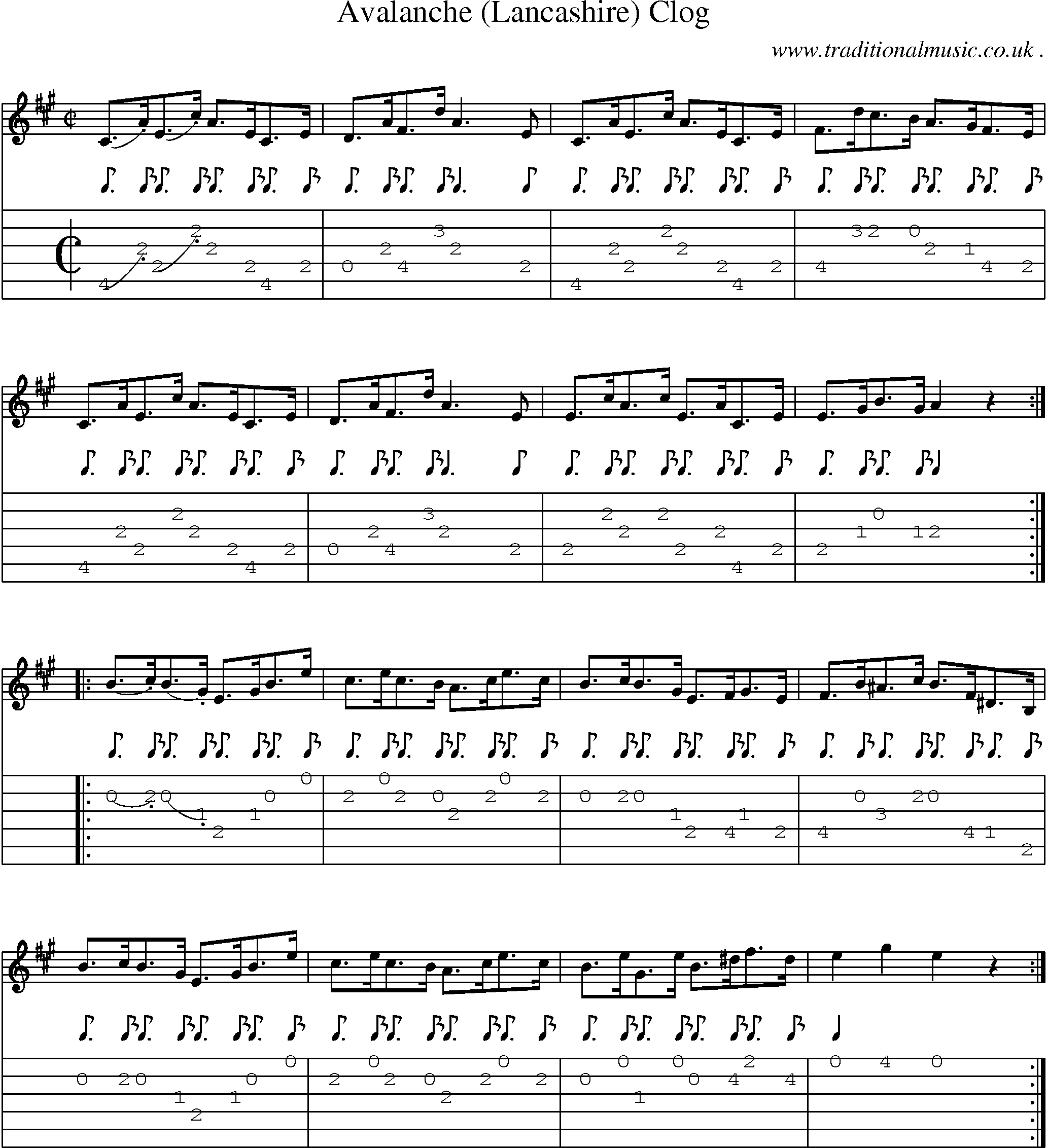 Sheet-Music and Guitar Tabs for Avalanche (lancashire) Clog