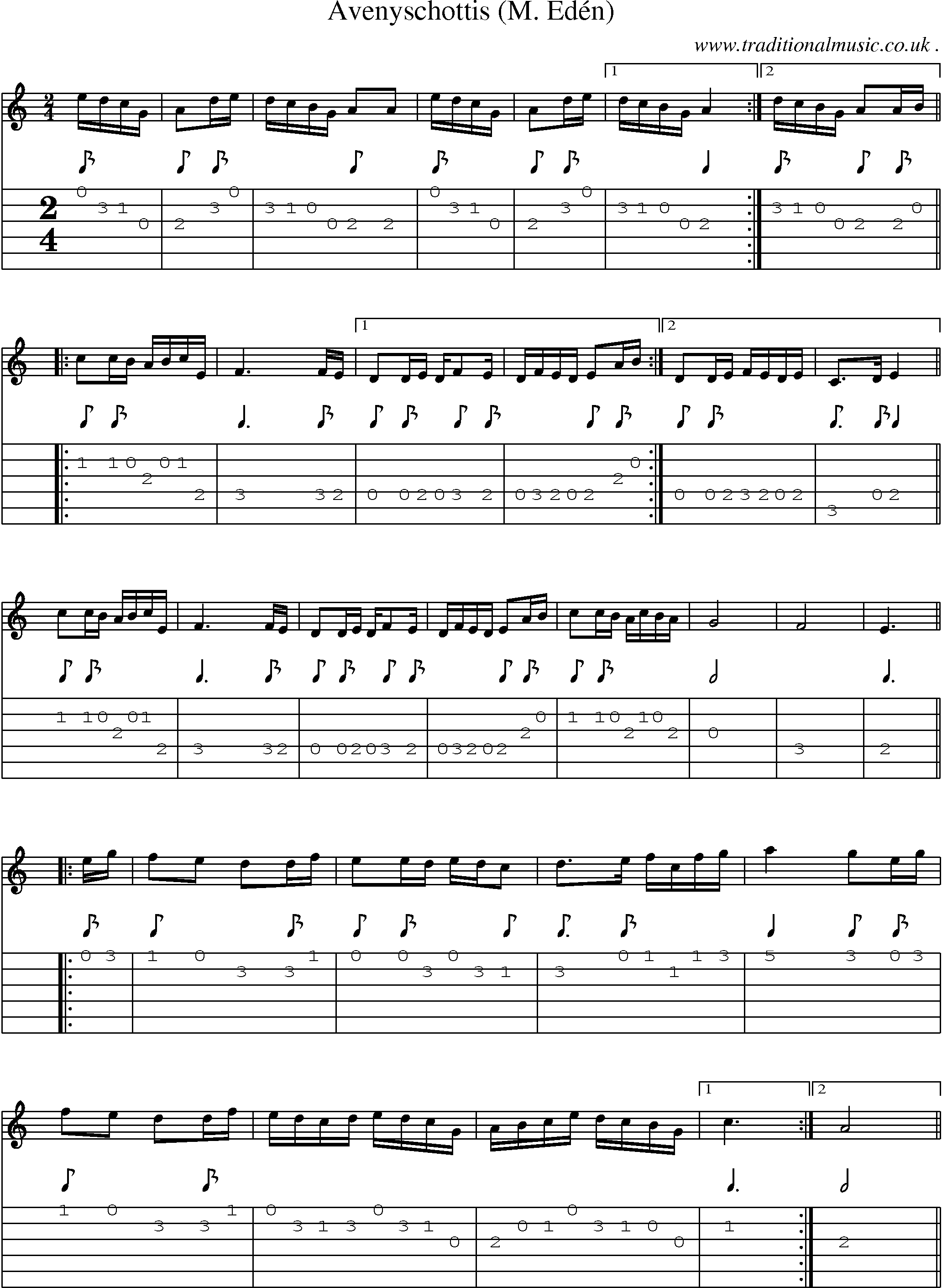 Sheet-Music and Guitar Tabs for Avenyschottis