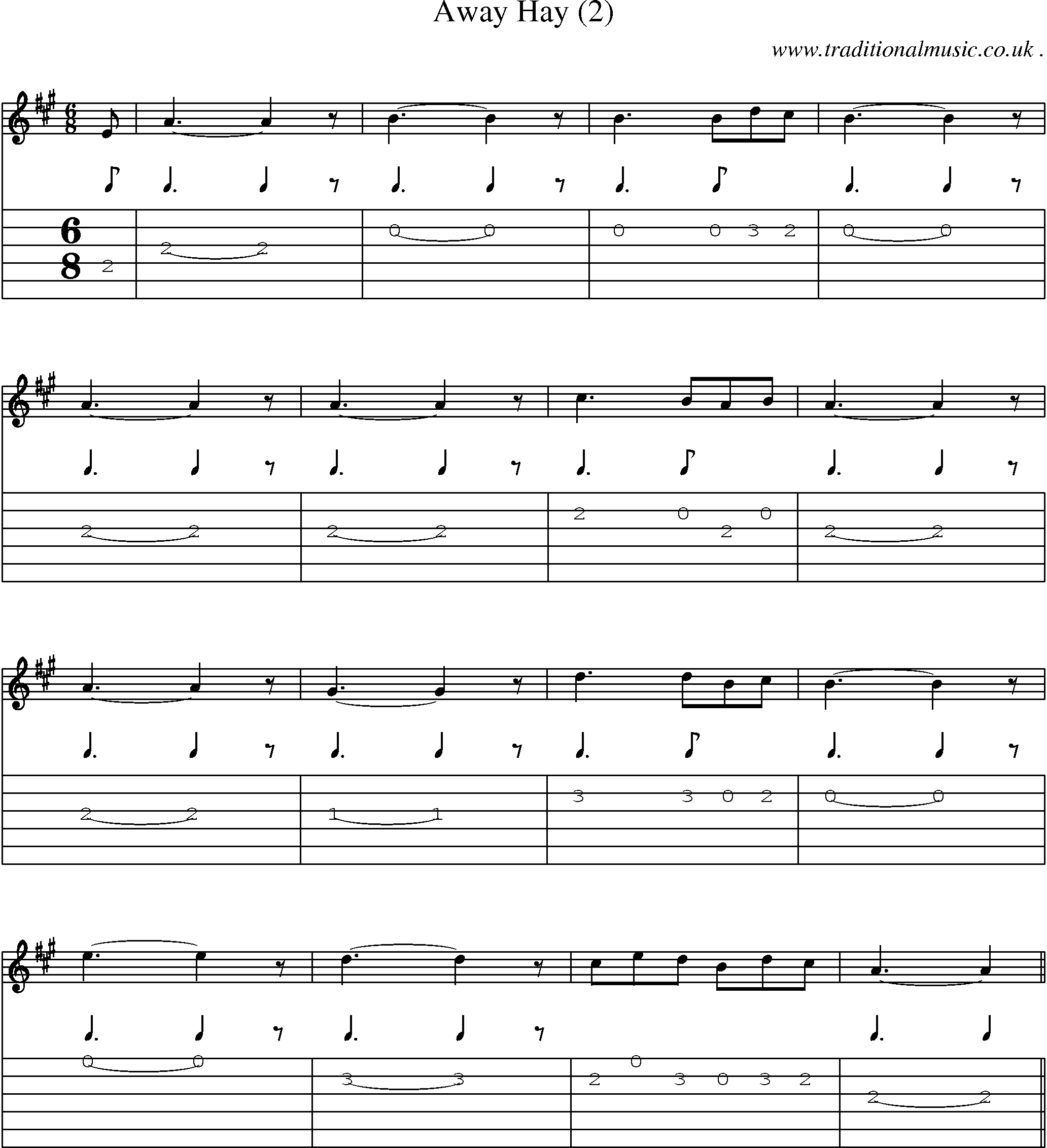 Sheet-Music and Guitar Tabs for Away Hay (2)