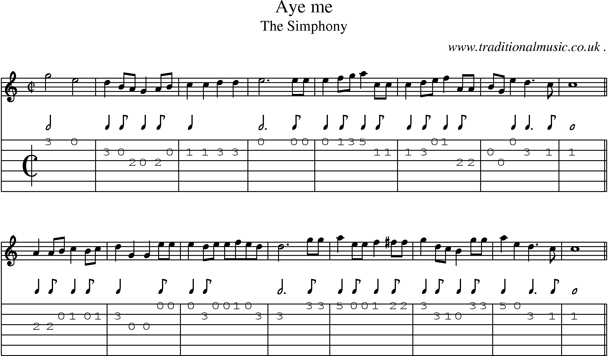 Sheet-Music and Guitar Tabs for Aye Me