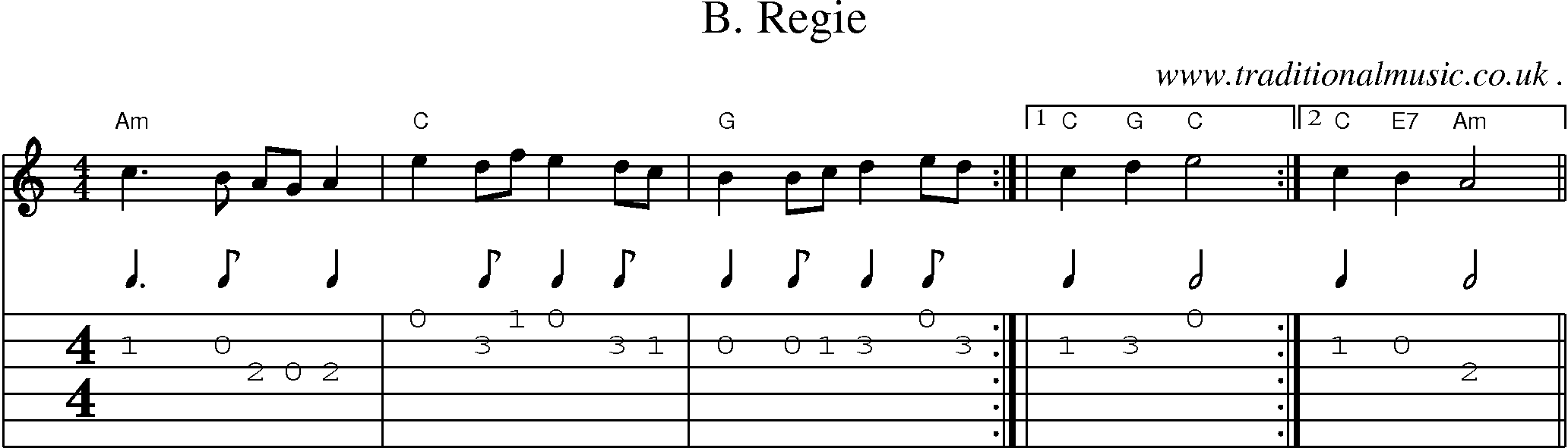Sheet-Music and Guitar Tabs for B Regie