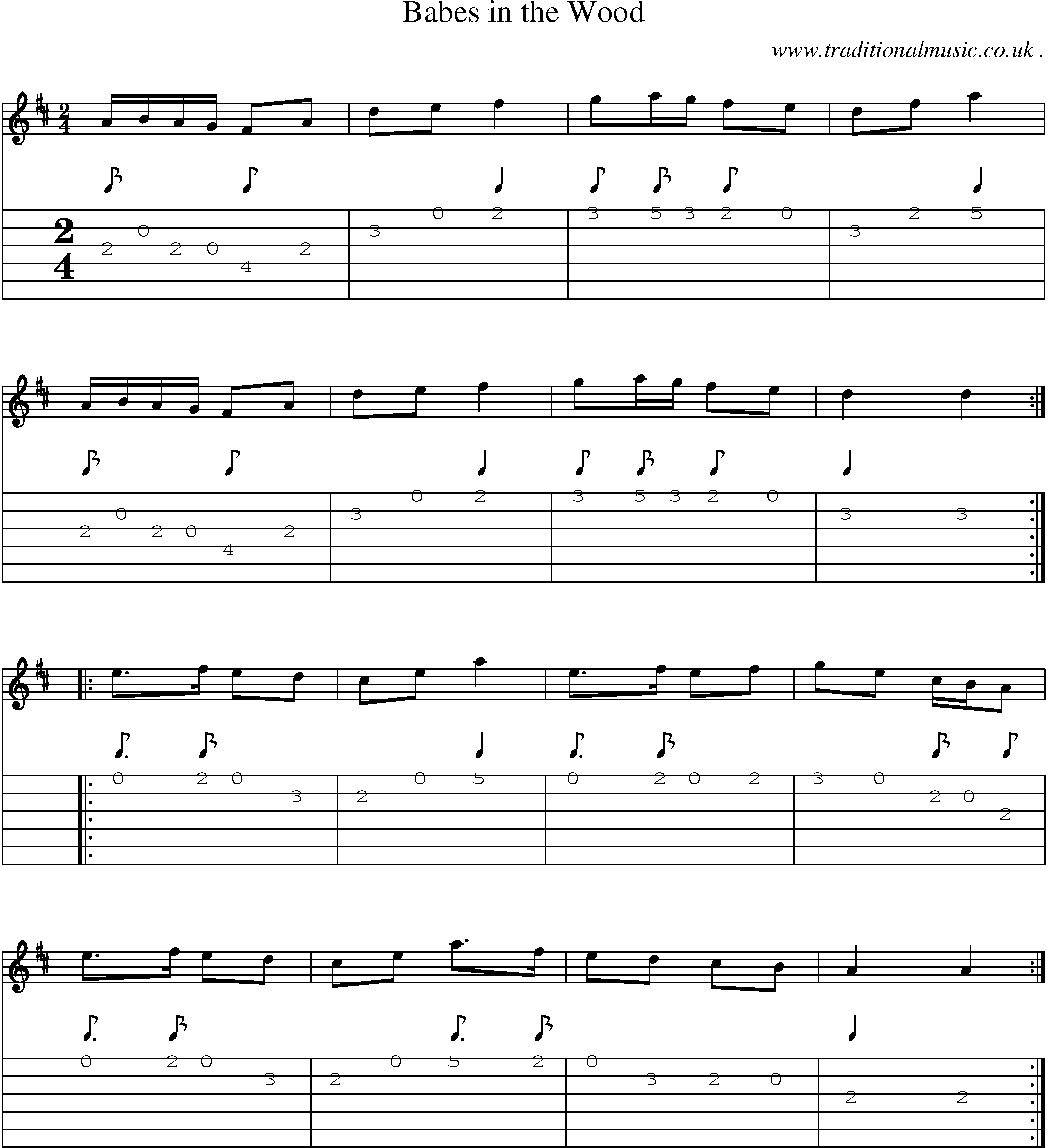 Sheet-Music and Guitar Tabs for Babes In The Wood