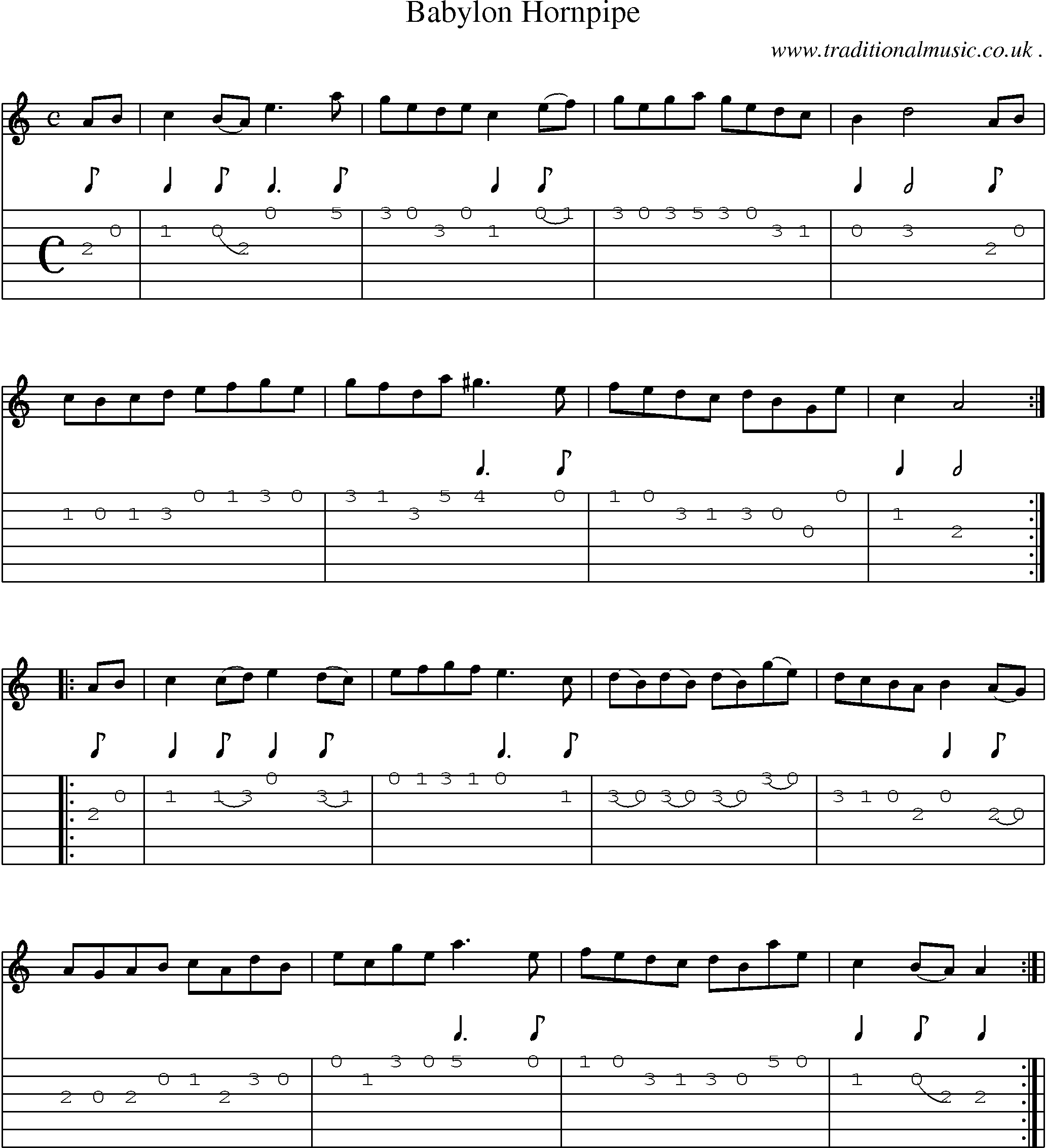 Sheet-Music and Guitar Tabs for Babylon Hornpipe