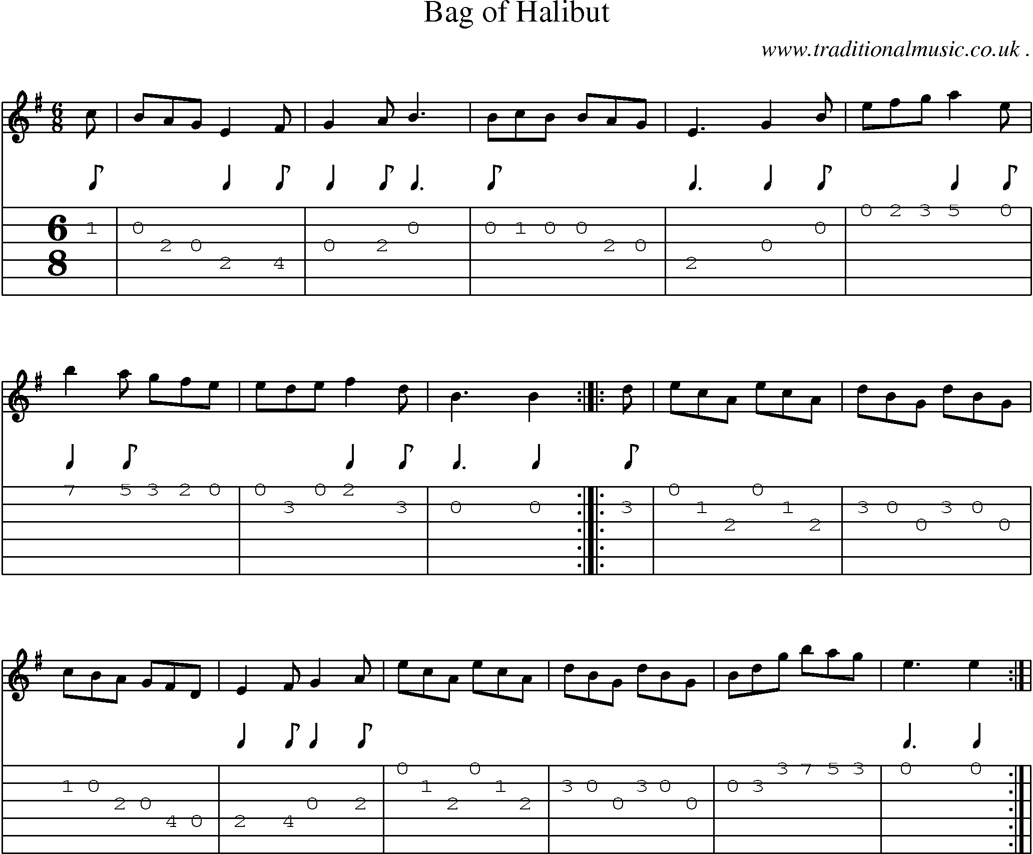 Sheet-Music and Guitar Tabs for Bag Of Halibut