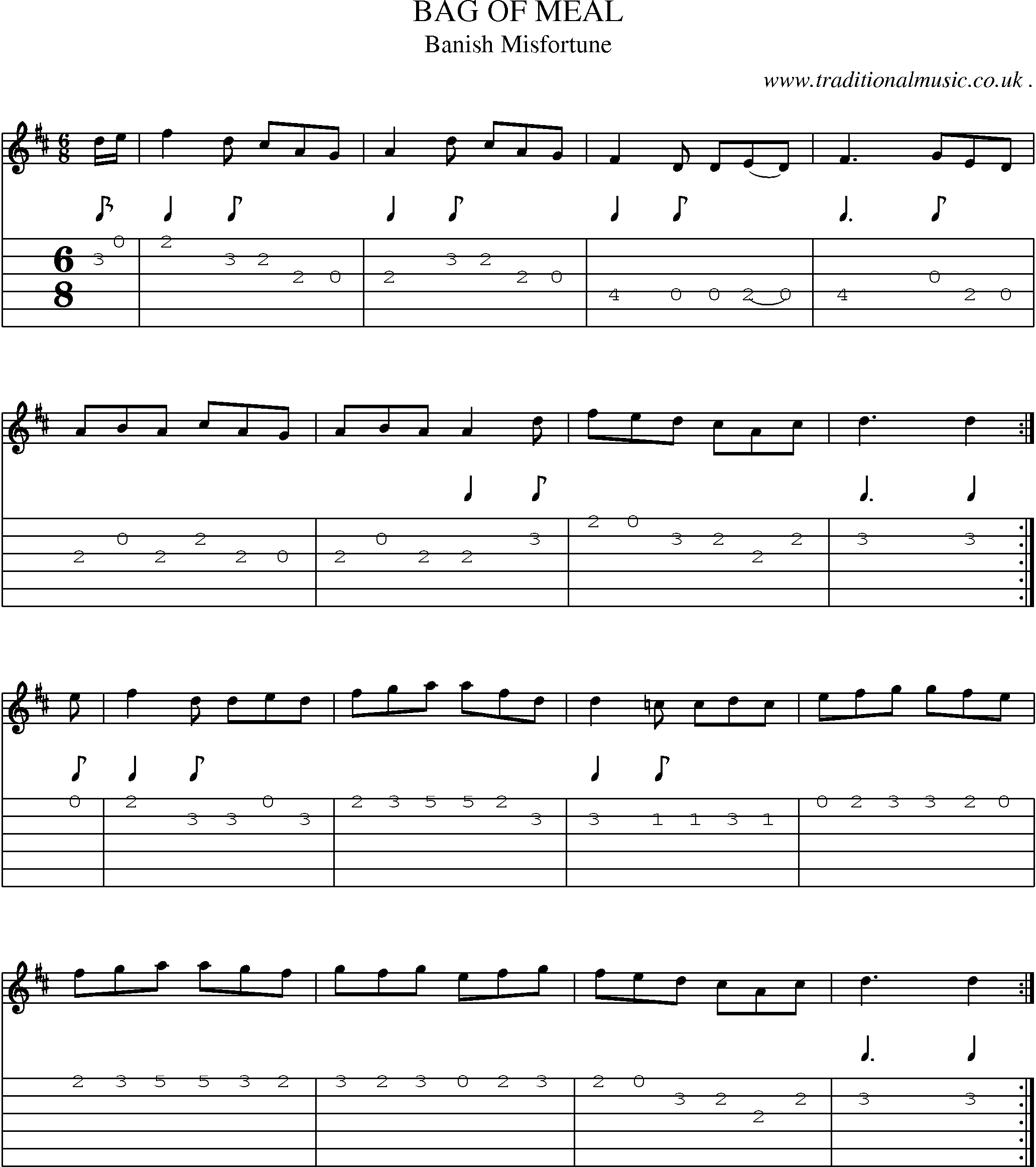 Sheet-Music and Guitar Tabs for Bag Of Meal