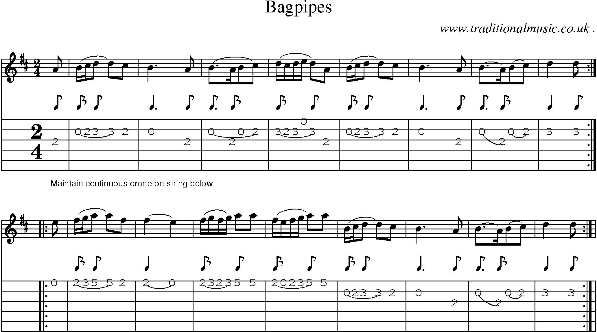 Sheet-Music and Guitar Tabs for Bagpipes