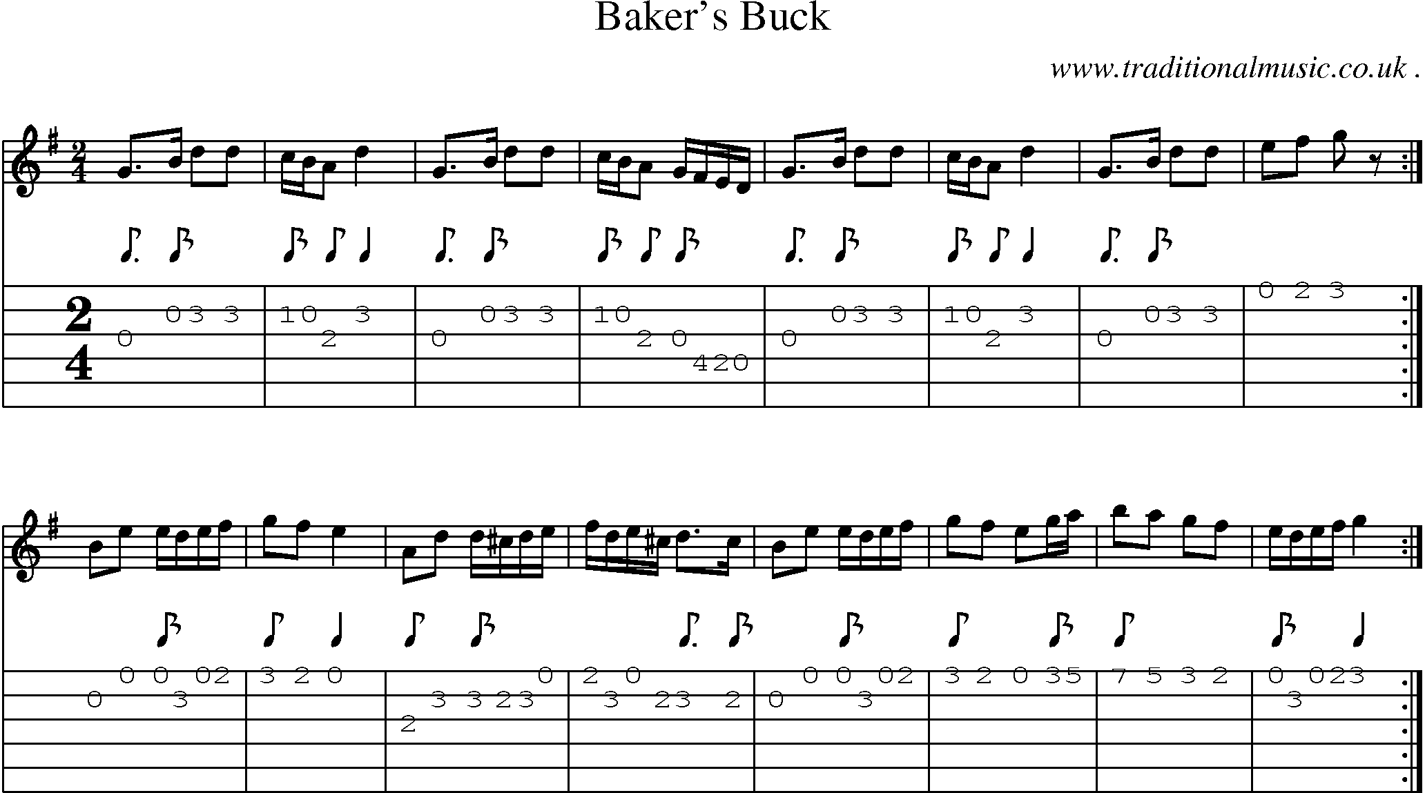 Sheet-Music and Guitar Tabs for Bakers Buck