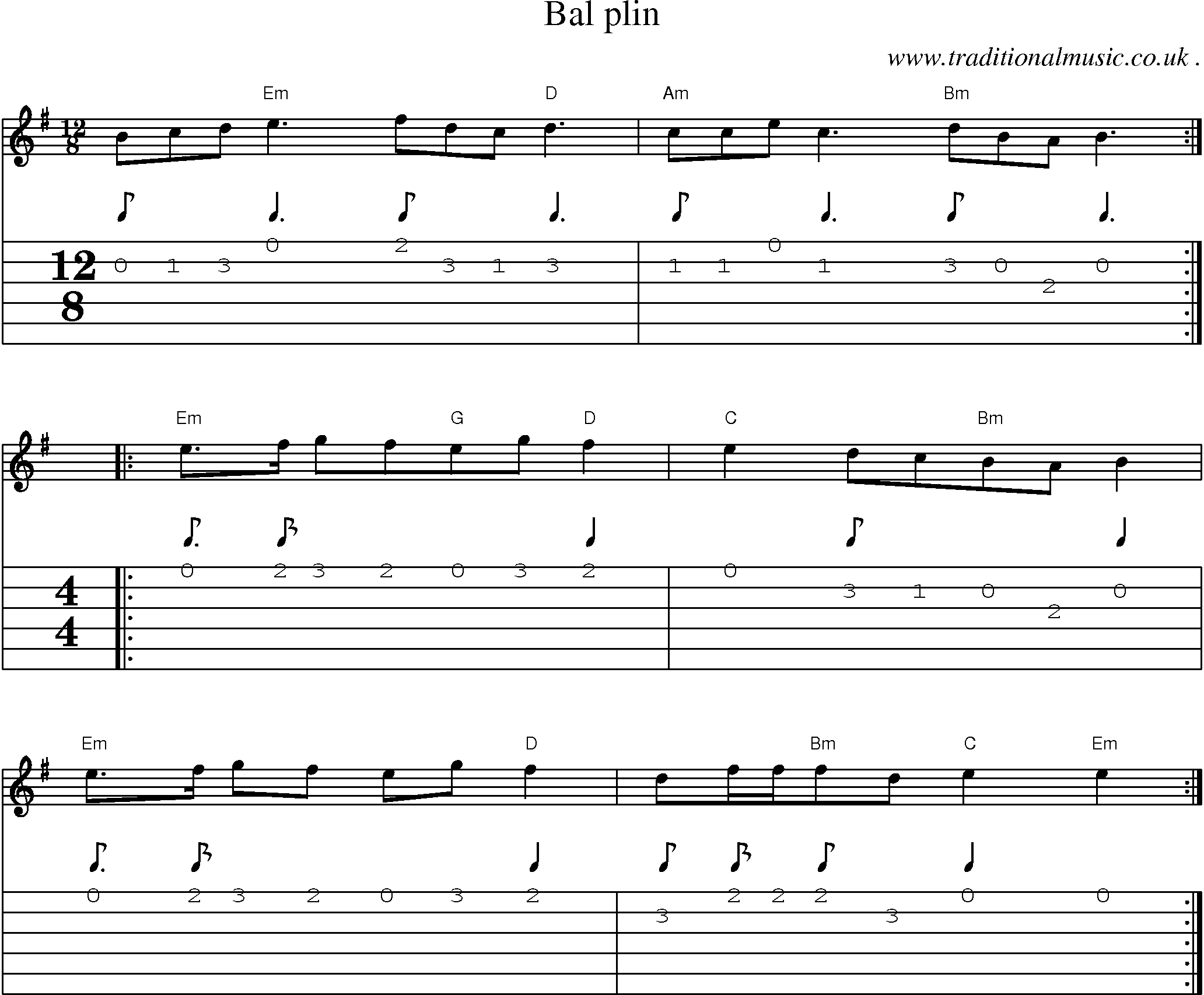 Sheet-Music and Guitar Tabs for Bal Plin