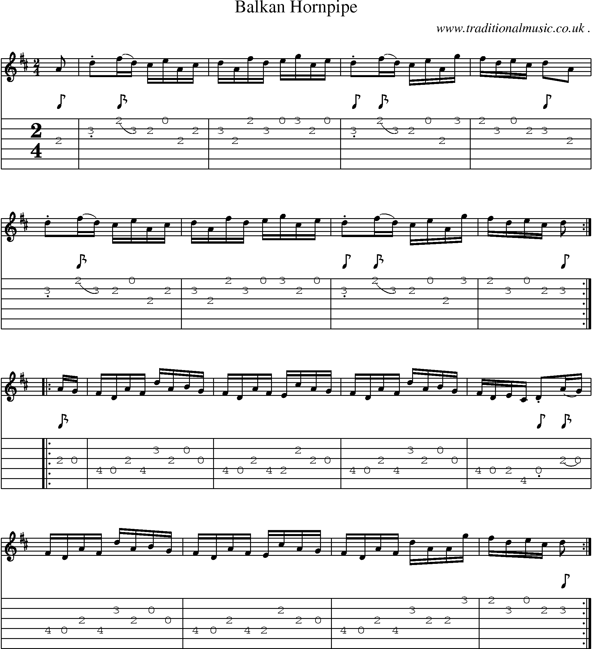 Sheet-Music and Guitar Tabs for Balkan Hornpipe