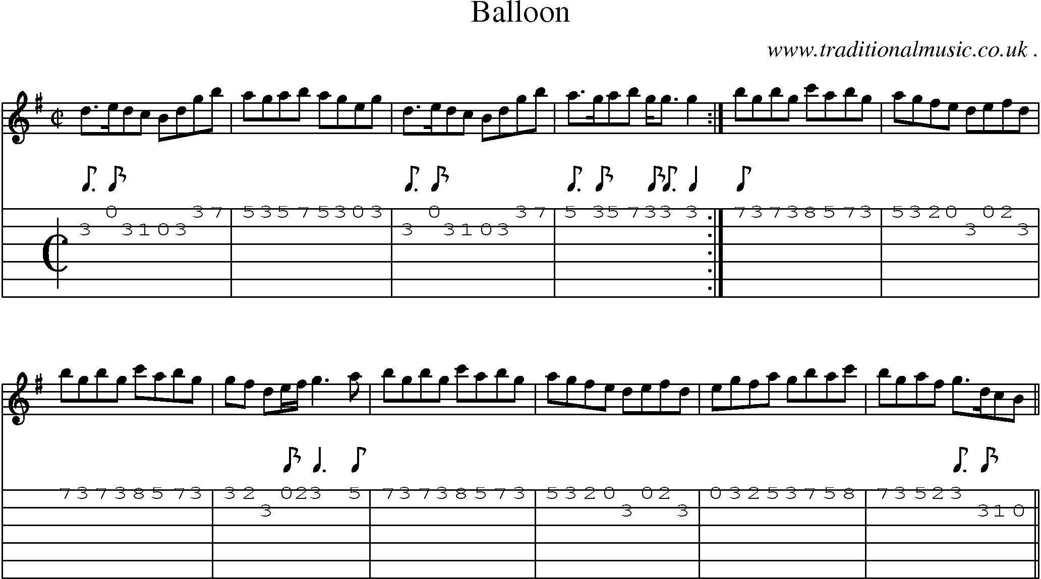 Sheet-Music and Guitar Tabs for Balloon
