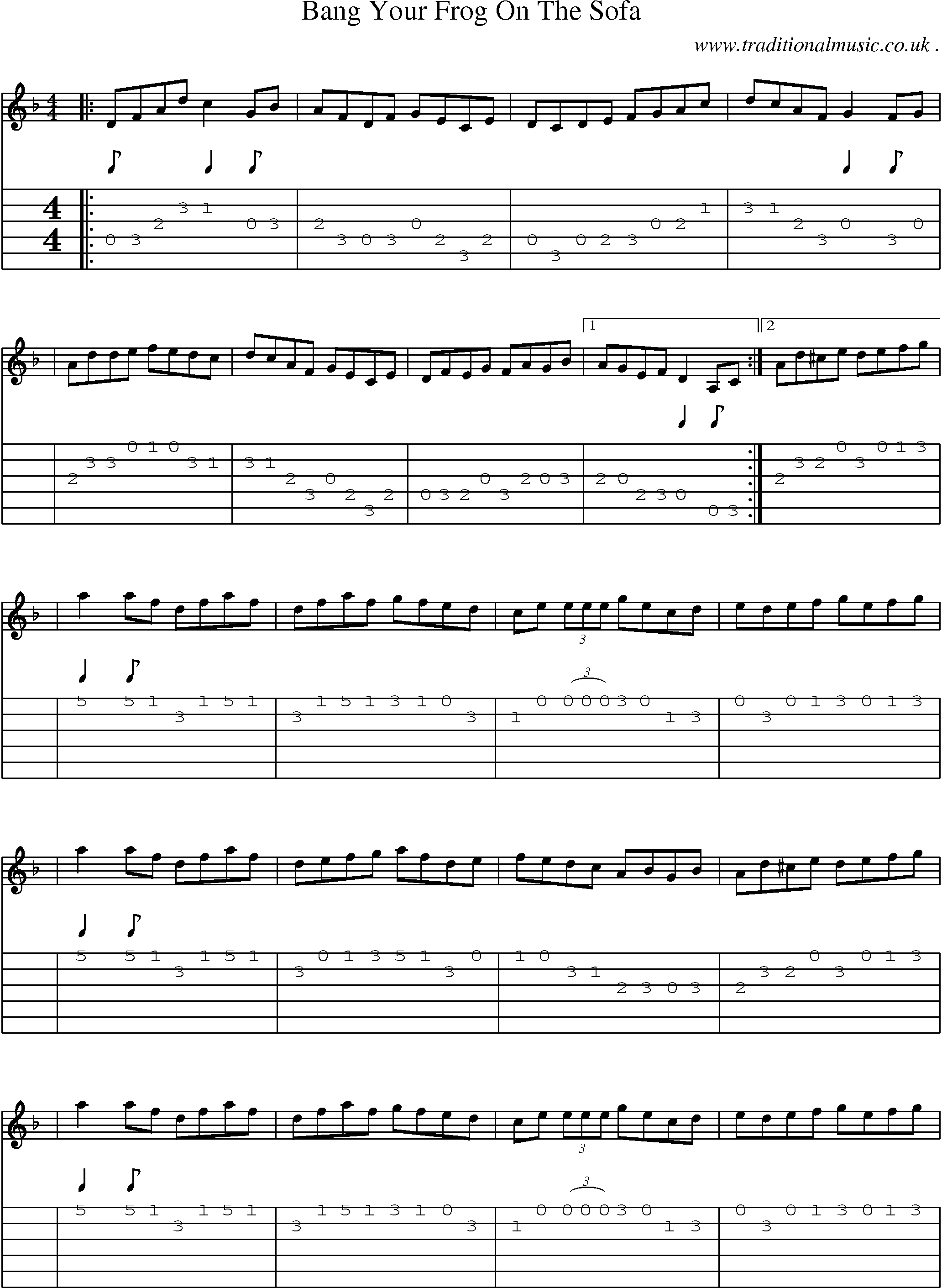 Sheet-Music and Guitar Tabs for Bang Your Frog On The Sofa