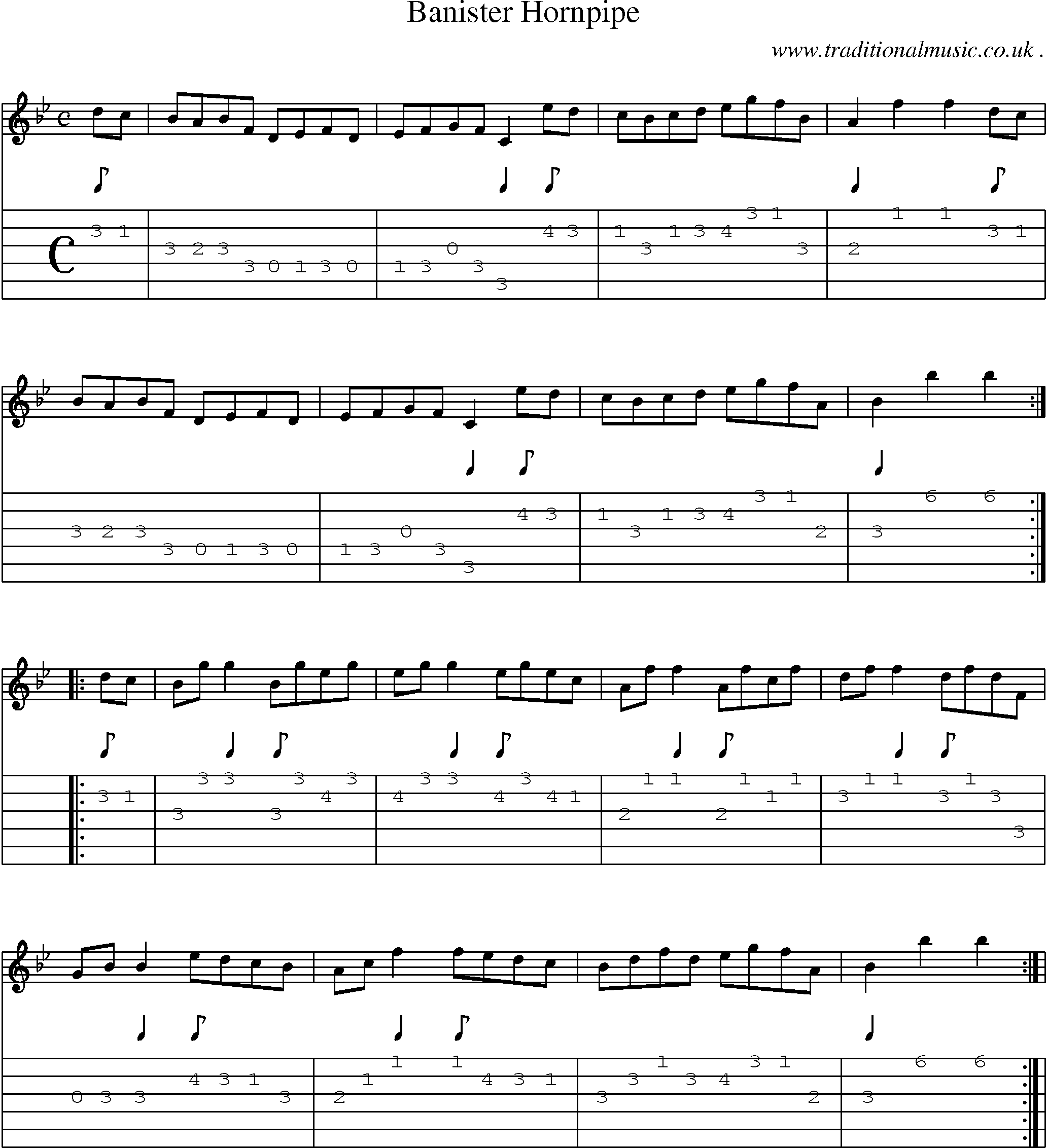 Sheet-Music and Guitar Tabs for Banister Hornpipe