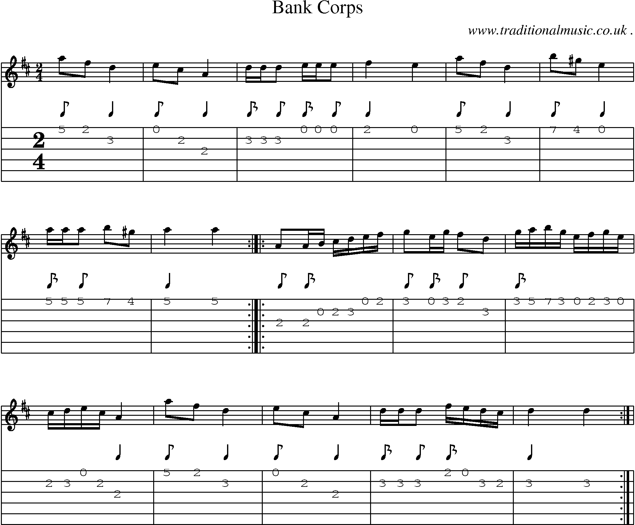 Sheet-Music and Guitar Tabs for Bank Corps