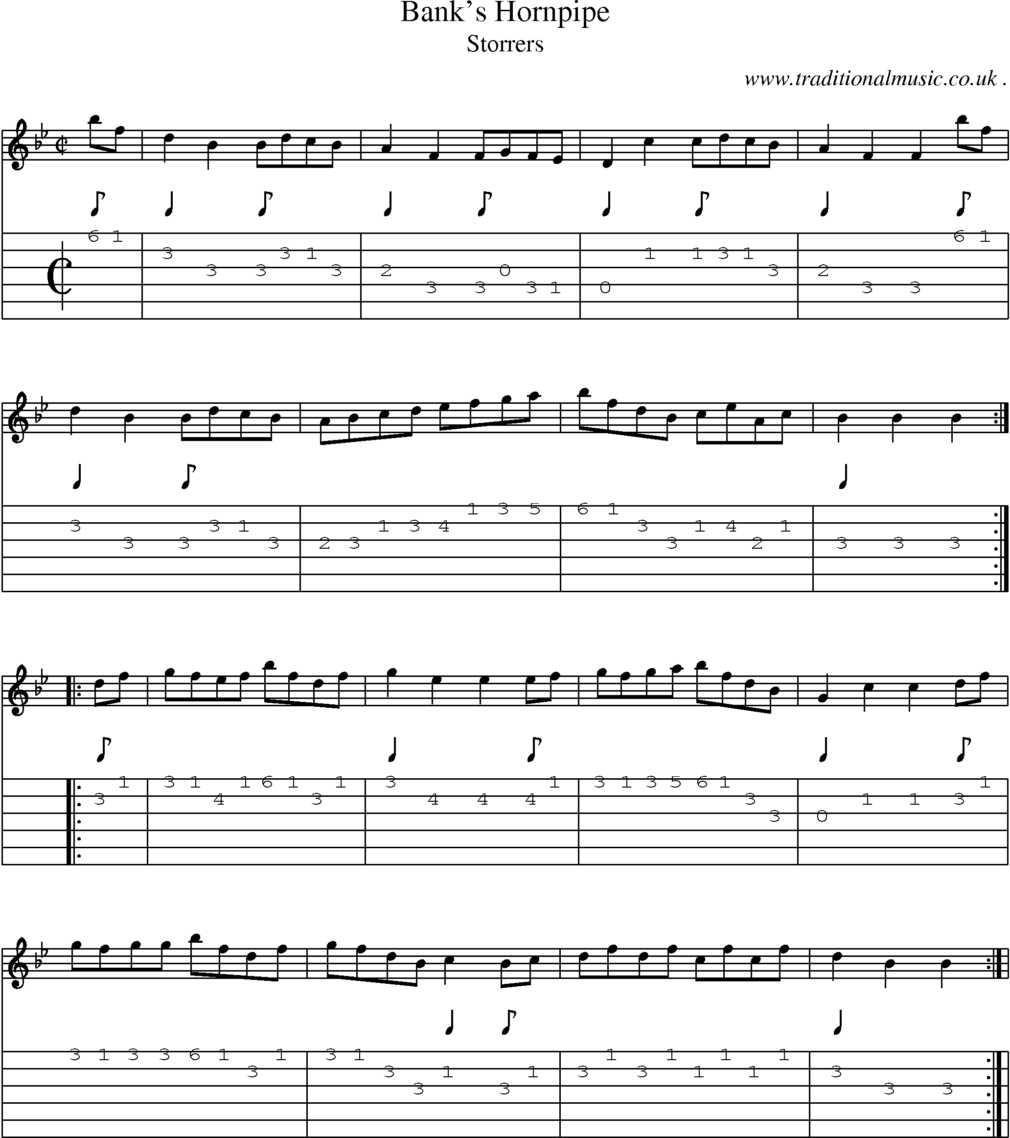 Sheet-Music and Guitar Tabs for Banks Hornpipe