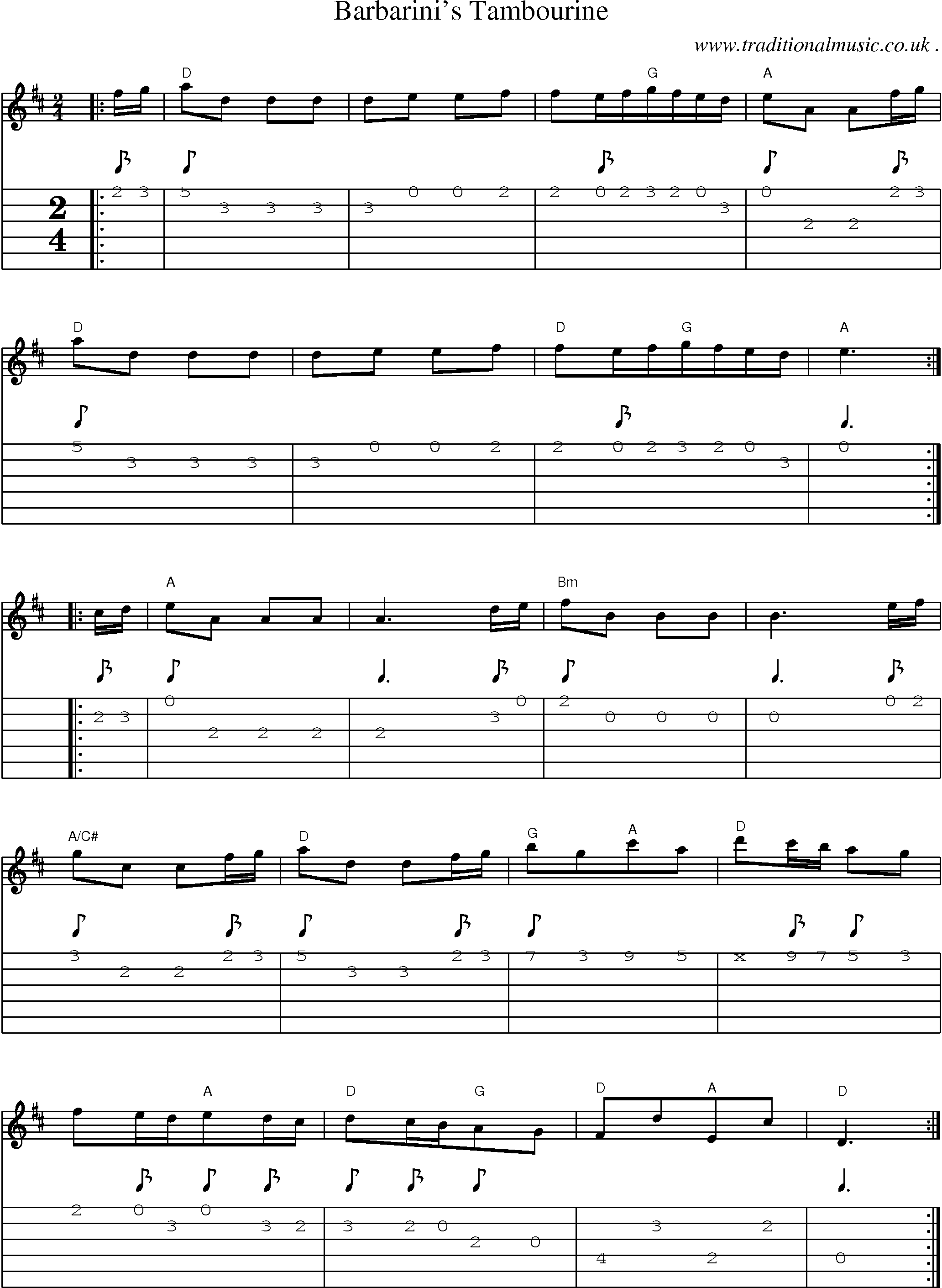 Sheet-Music and Guitar Tabs for Barbarinis Tambourine