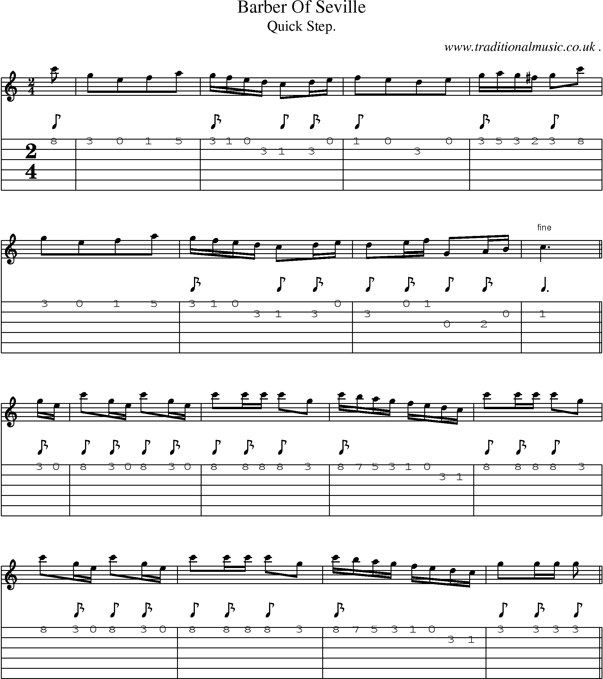 Sheet-Music and Guitar Tabs for Barber Of Seville
