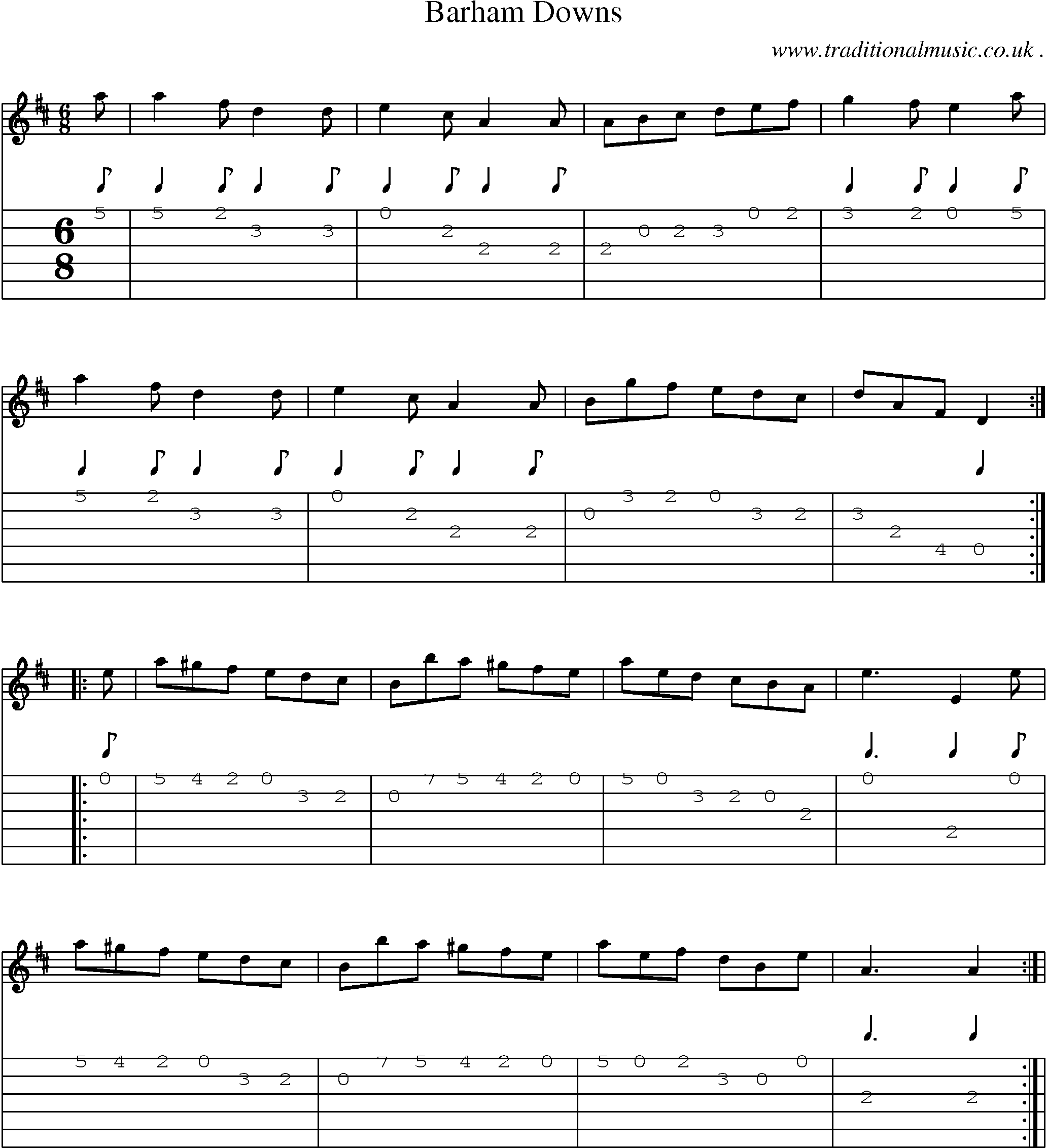 Sheet-Music and Guitar Tabs for Barham Downs