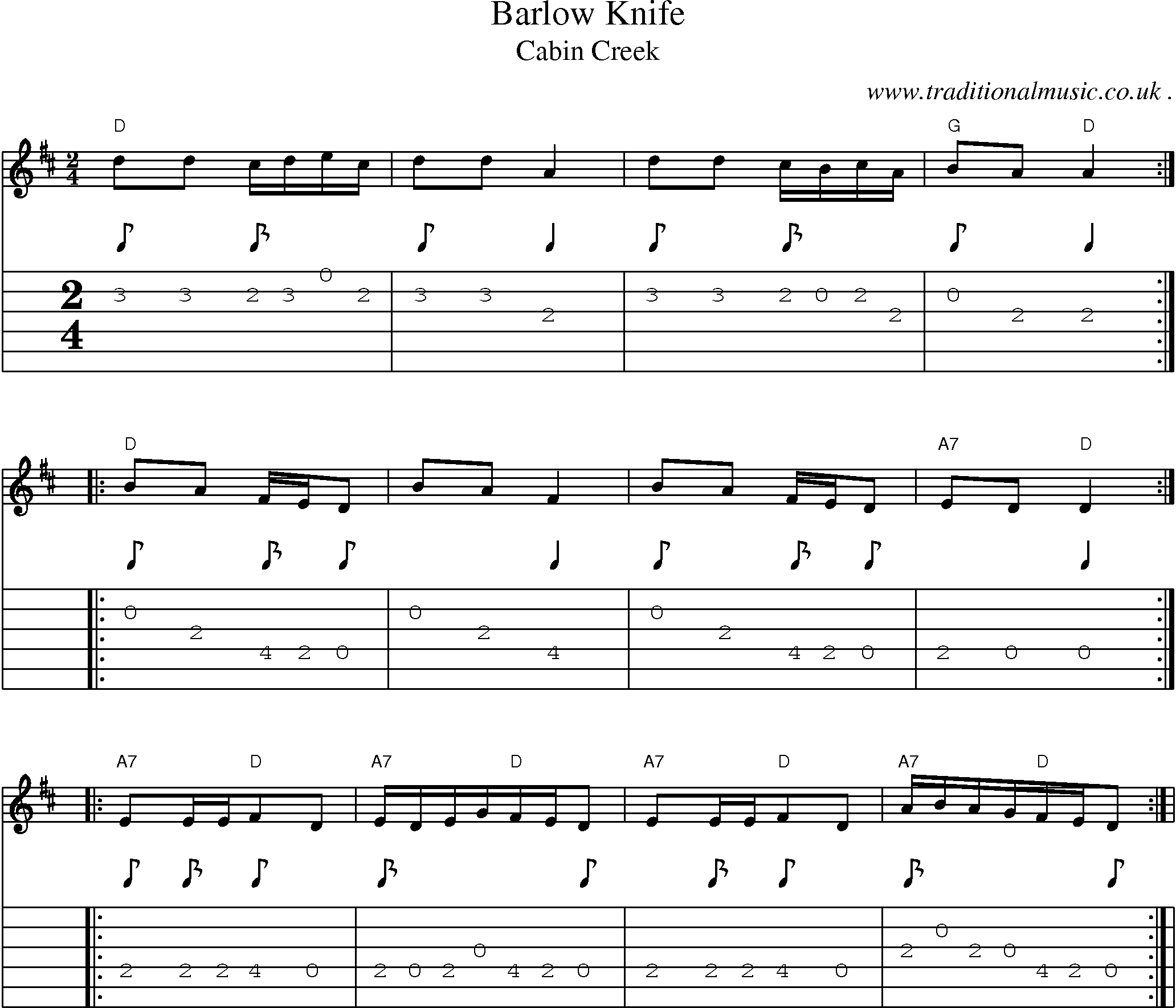 Sheet-Music and Guitar Tabs for Barlow Knife