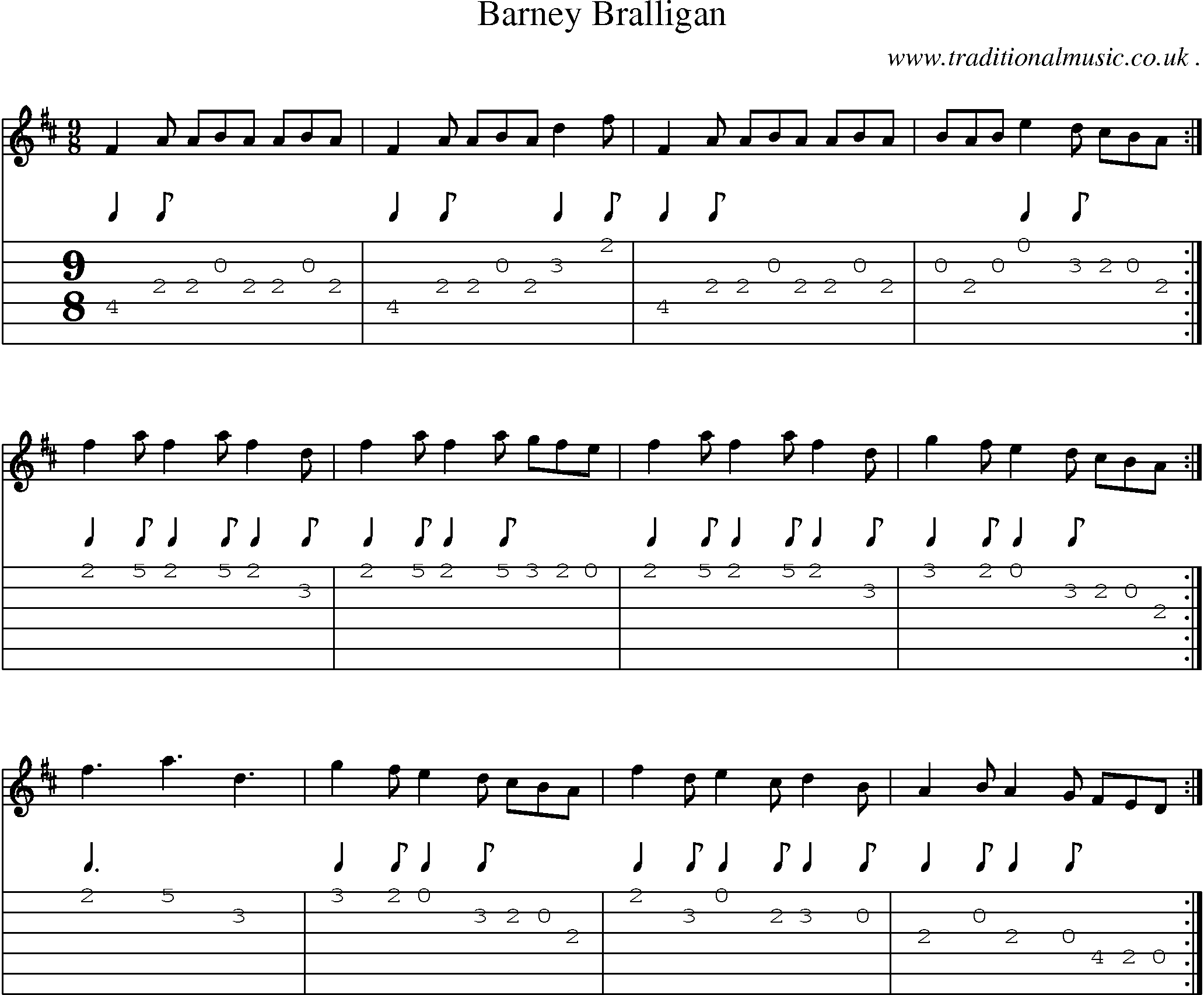 Sheet-Music and Guitar Tabs for Barney Bralligan