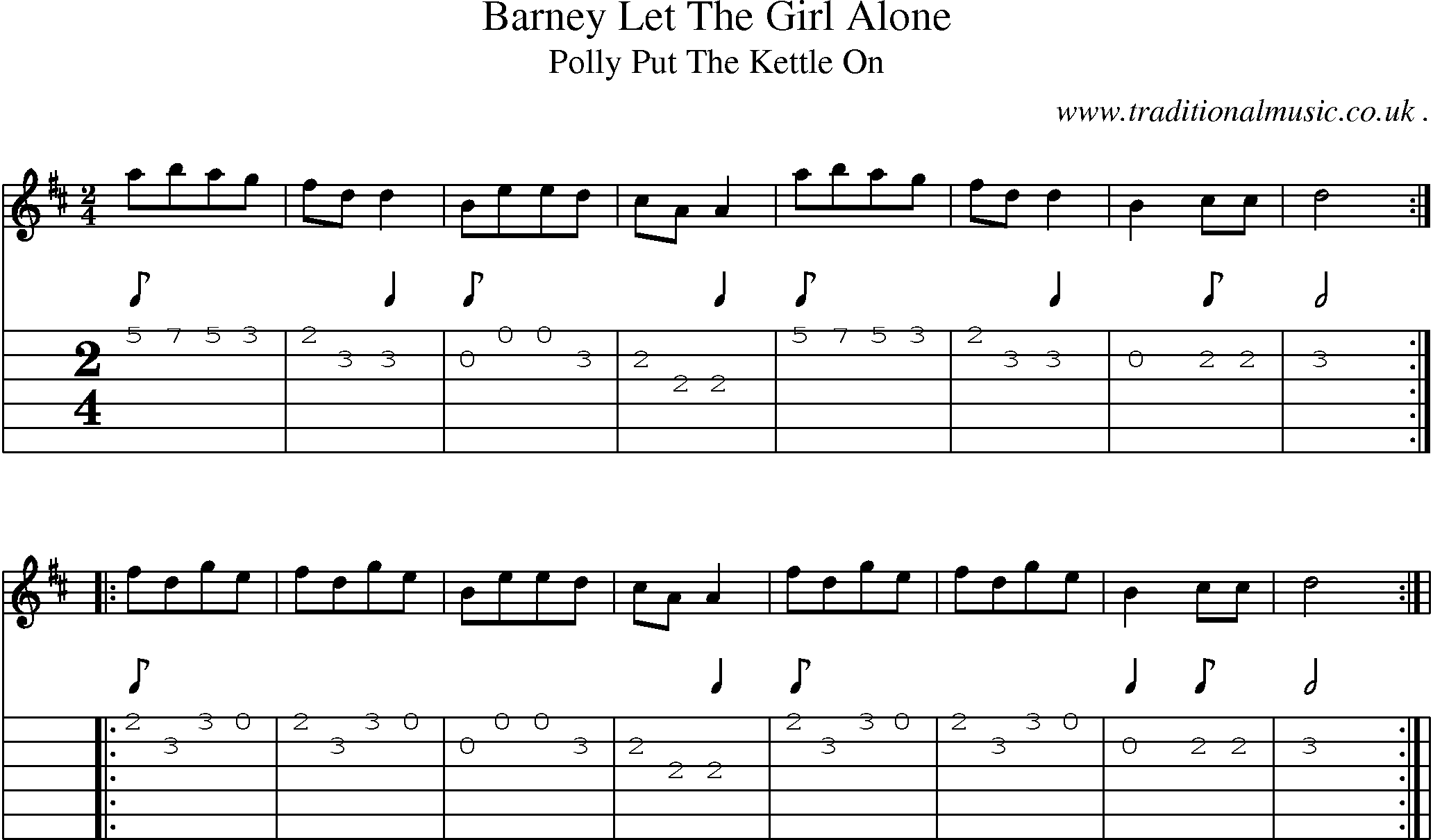 Sheet-Music and Guitar Tabs for Barney Let The Girl Alone