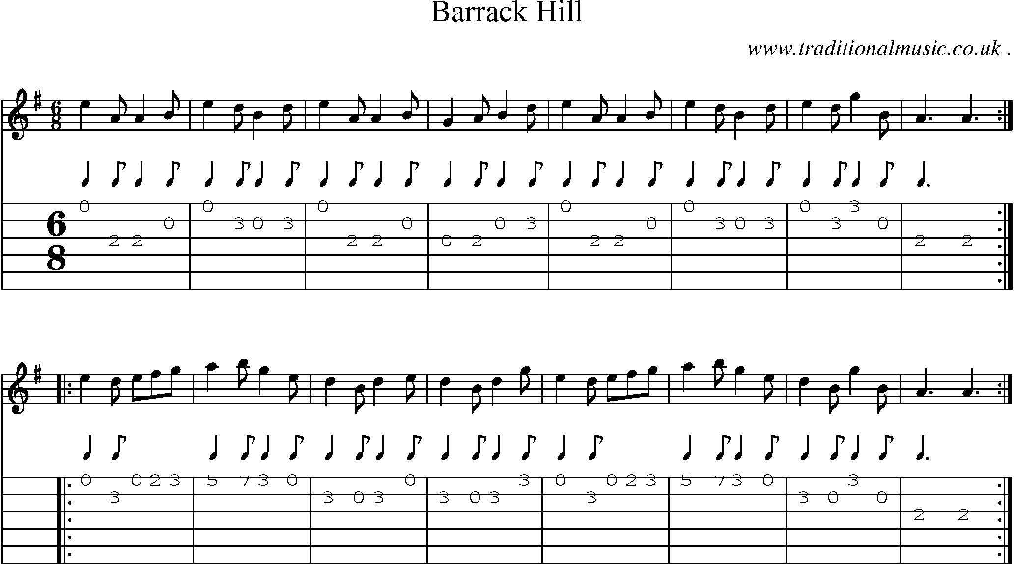 Sheet-Music and Guitar Tabs for Barrack Hill