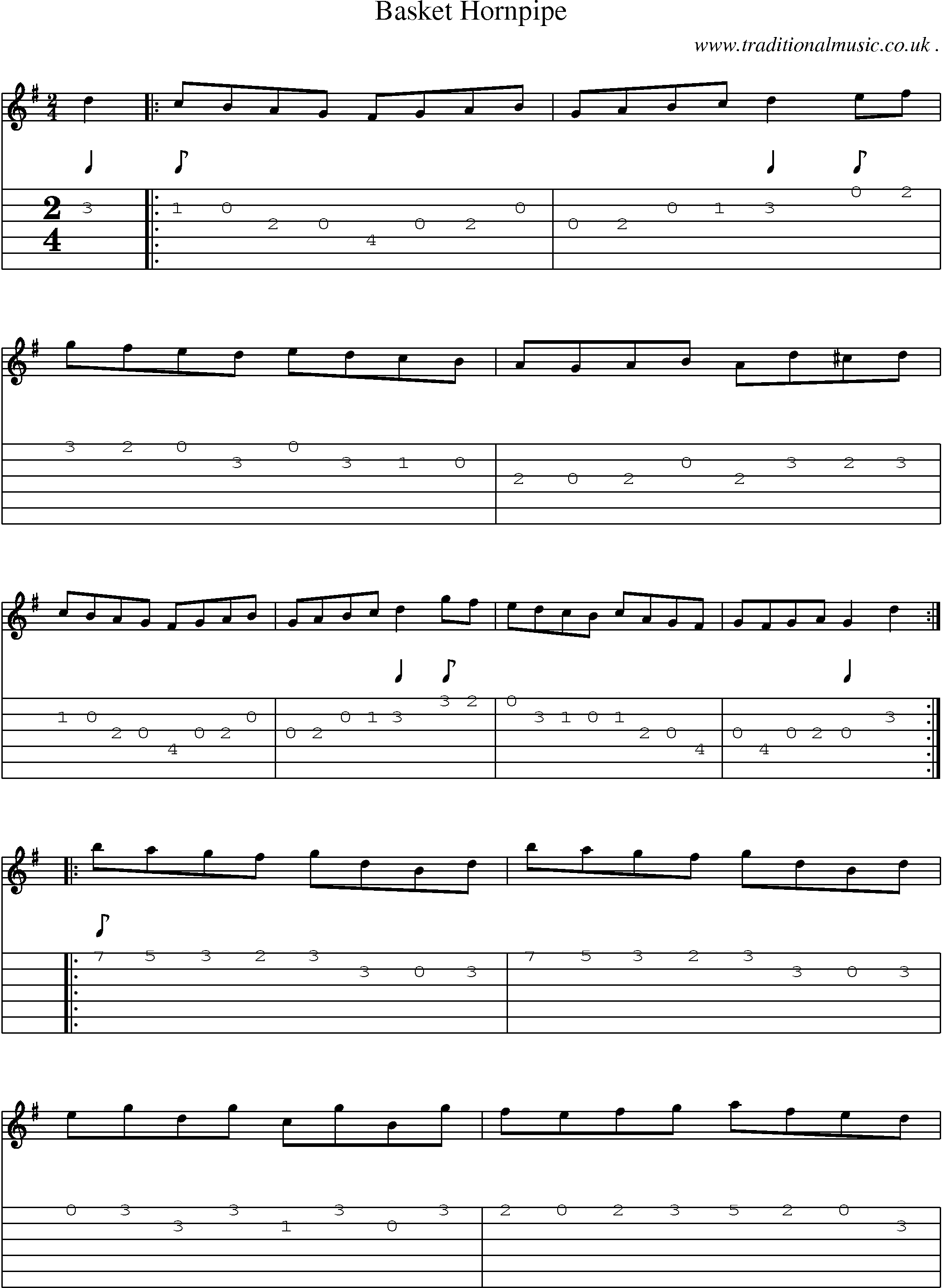 Sheet-Music and Guitar Tabs for Basket Hornpipe