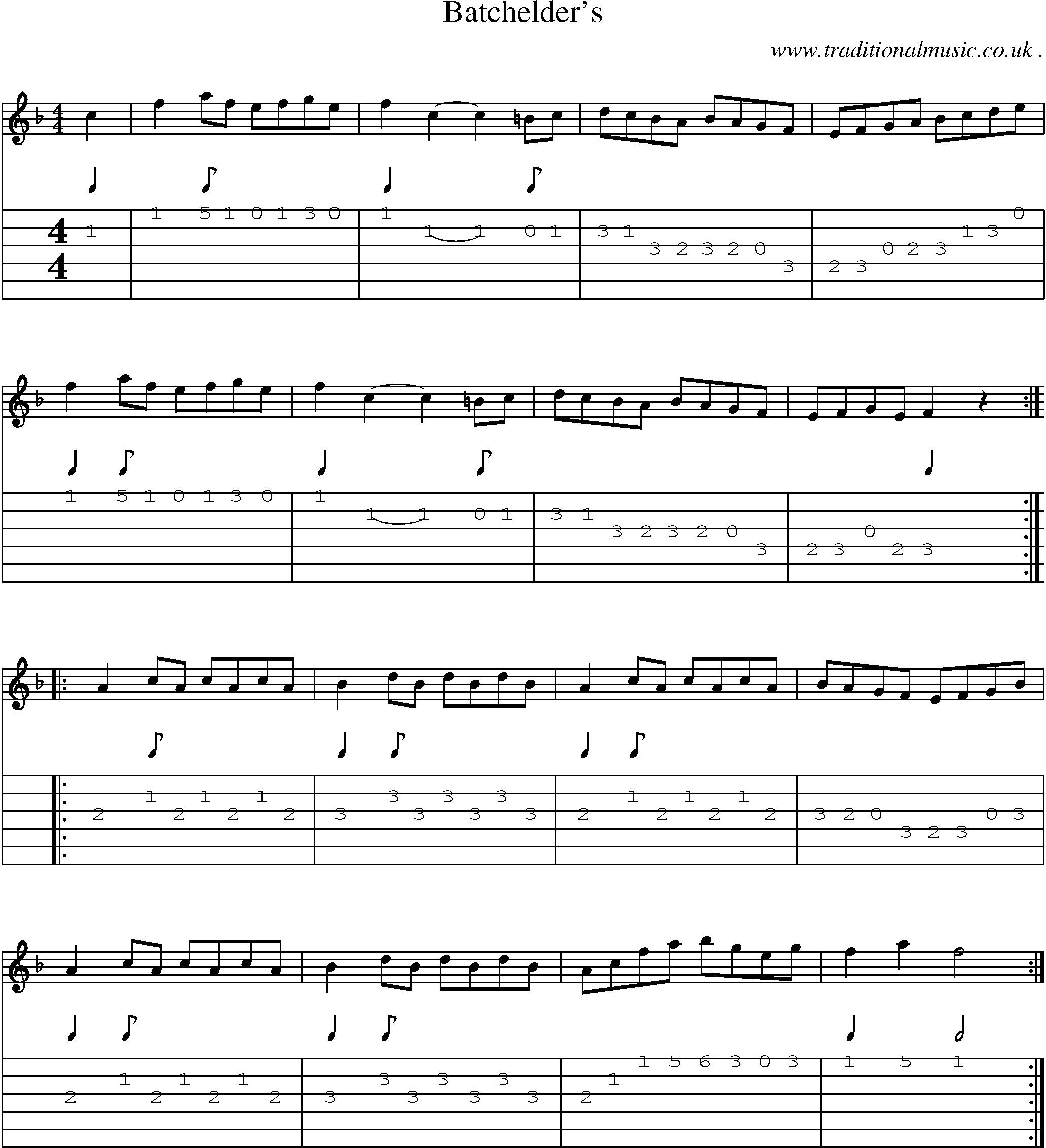 Sheet-Music and Guitar Tabs for Batchelders