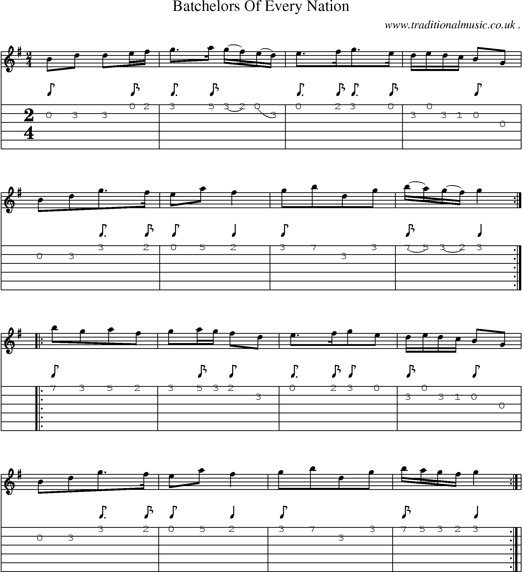 Sheet-Music and Guitar Tabs for Batchelors Of Every Nation