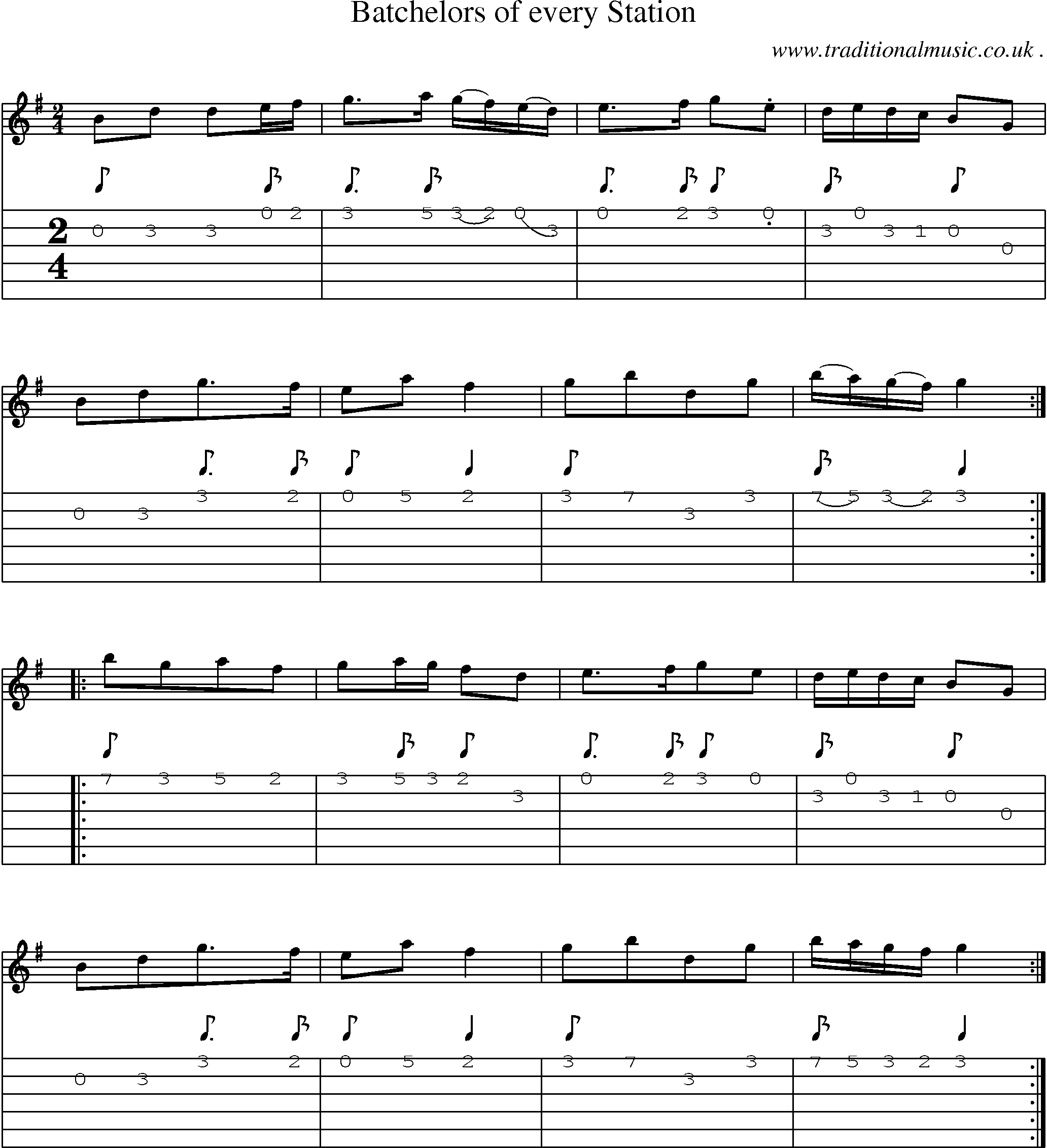 Sheet-Music and Guitar Tabs for Batchelors Of Every Station
