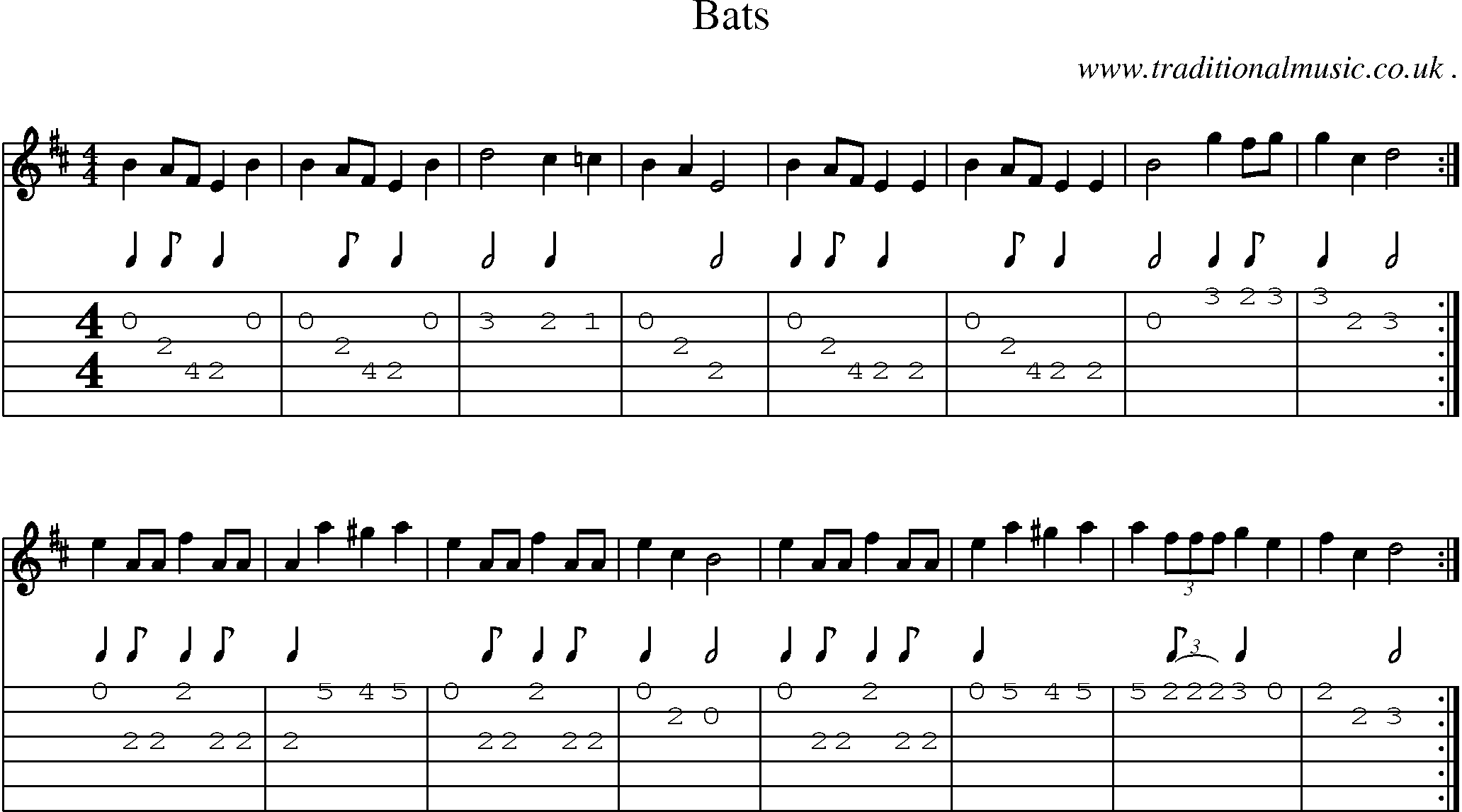 Sheet-Music and Guitar Tabs for Bats