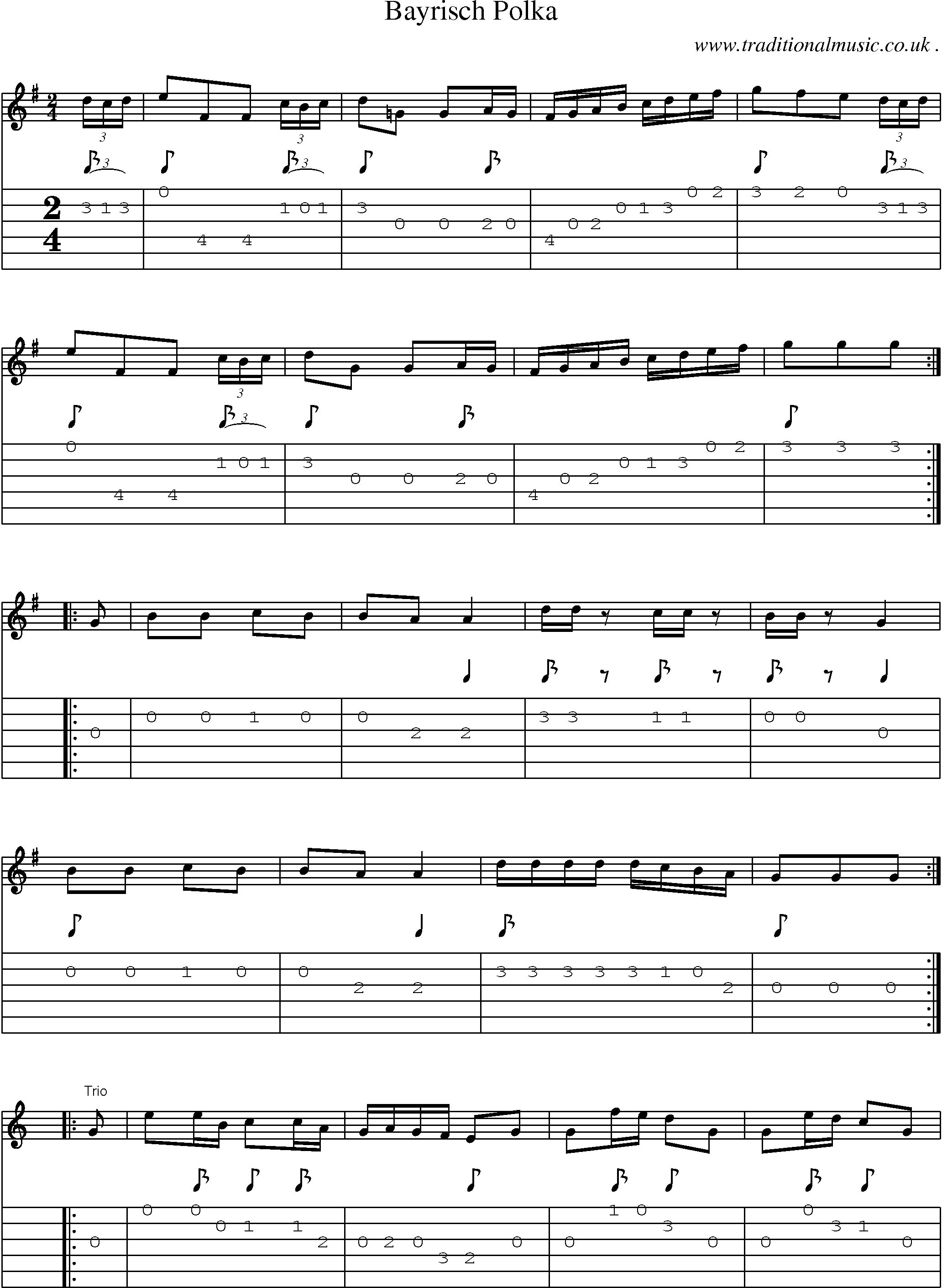 Sheet-Music and Guitar Tabs for Bayrisch Polka