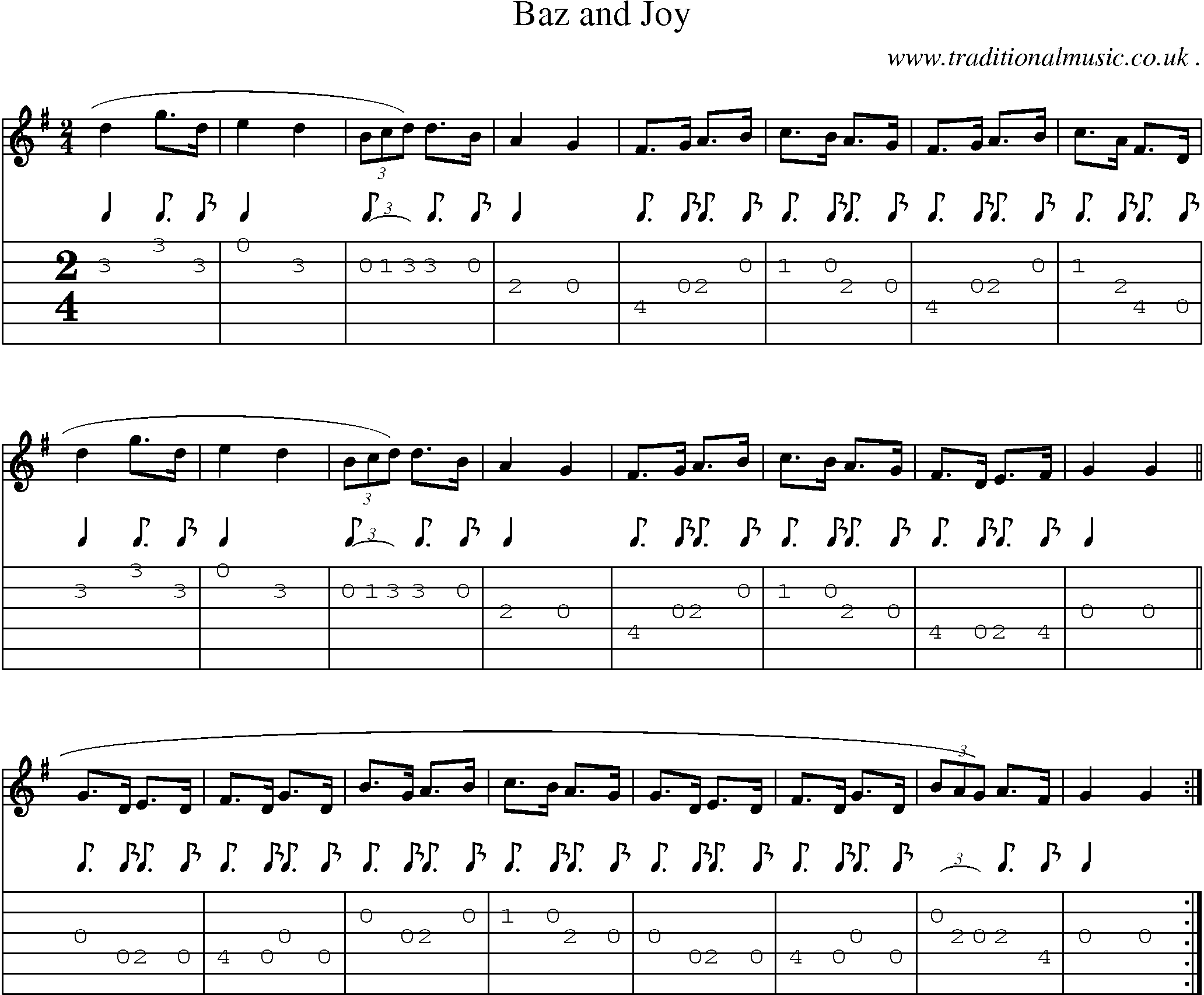 Sheet-Music and Guitar Tabs for Baz And Joy