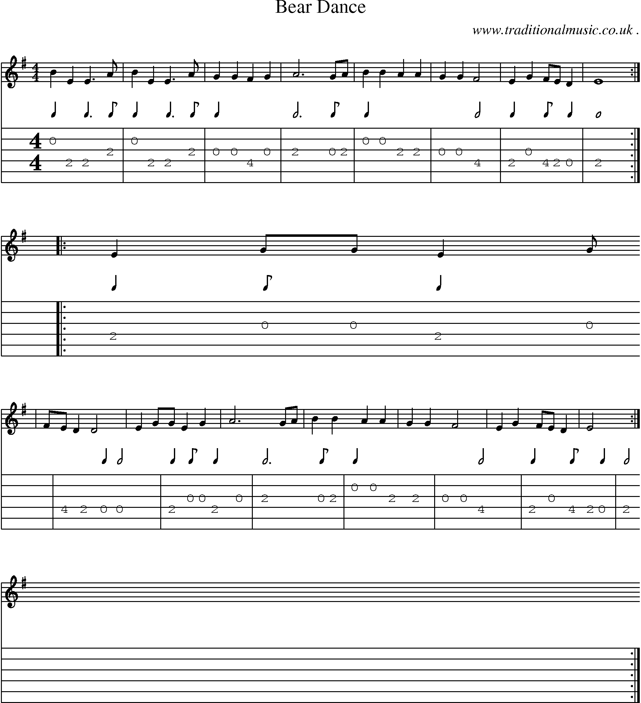 Sheet-Music and Guitar Tabs for Bear Dance
