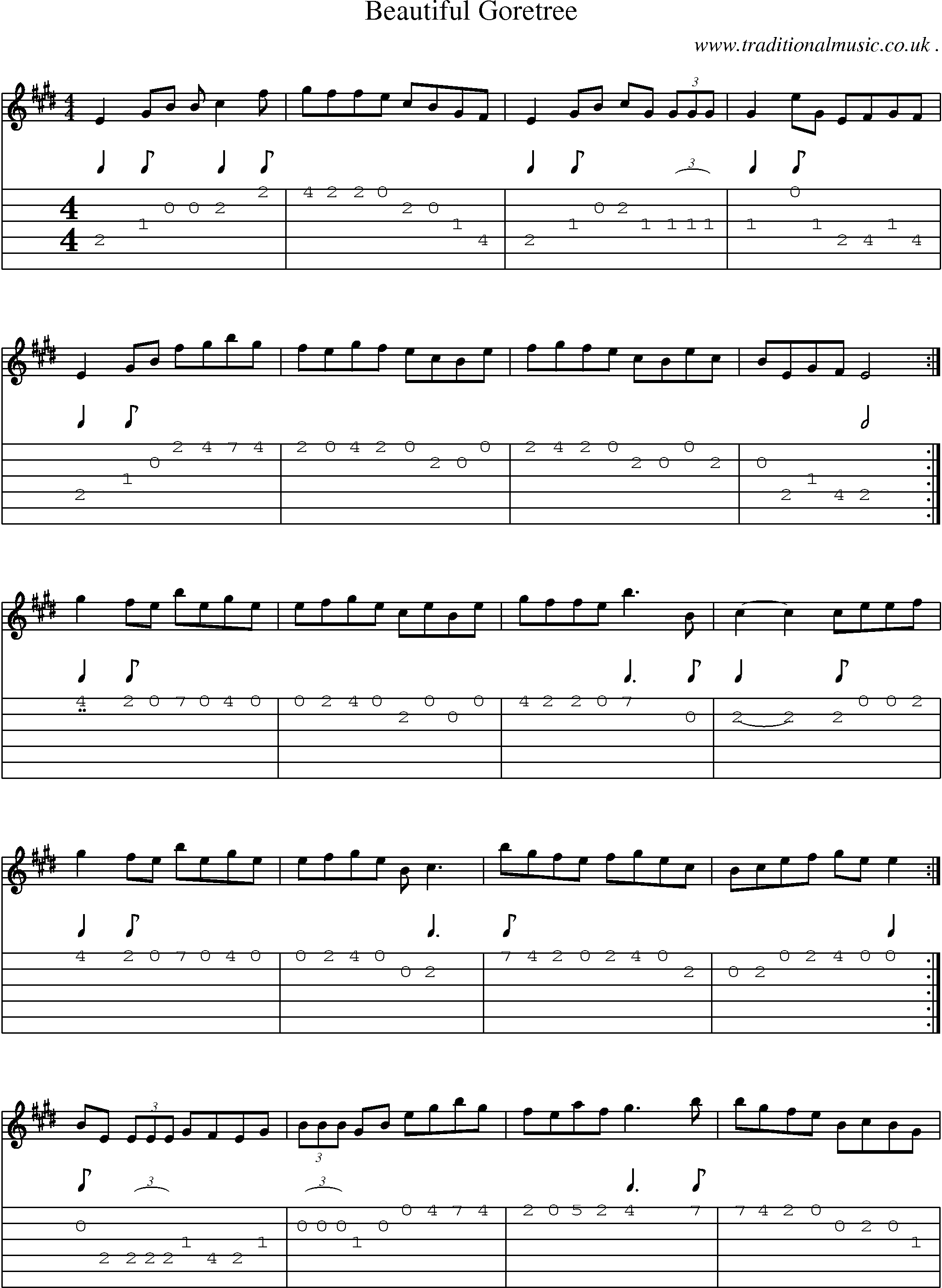 Sheet-Music and Guitar Tabs for Beautiful Goretree