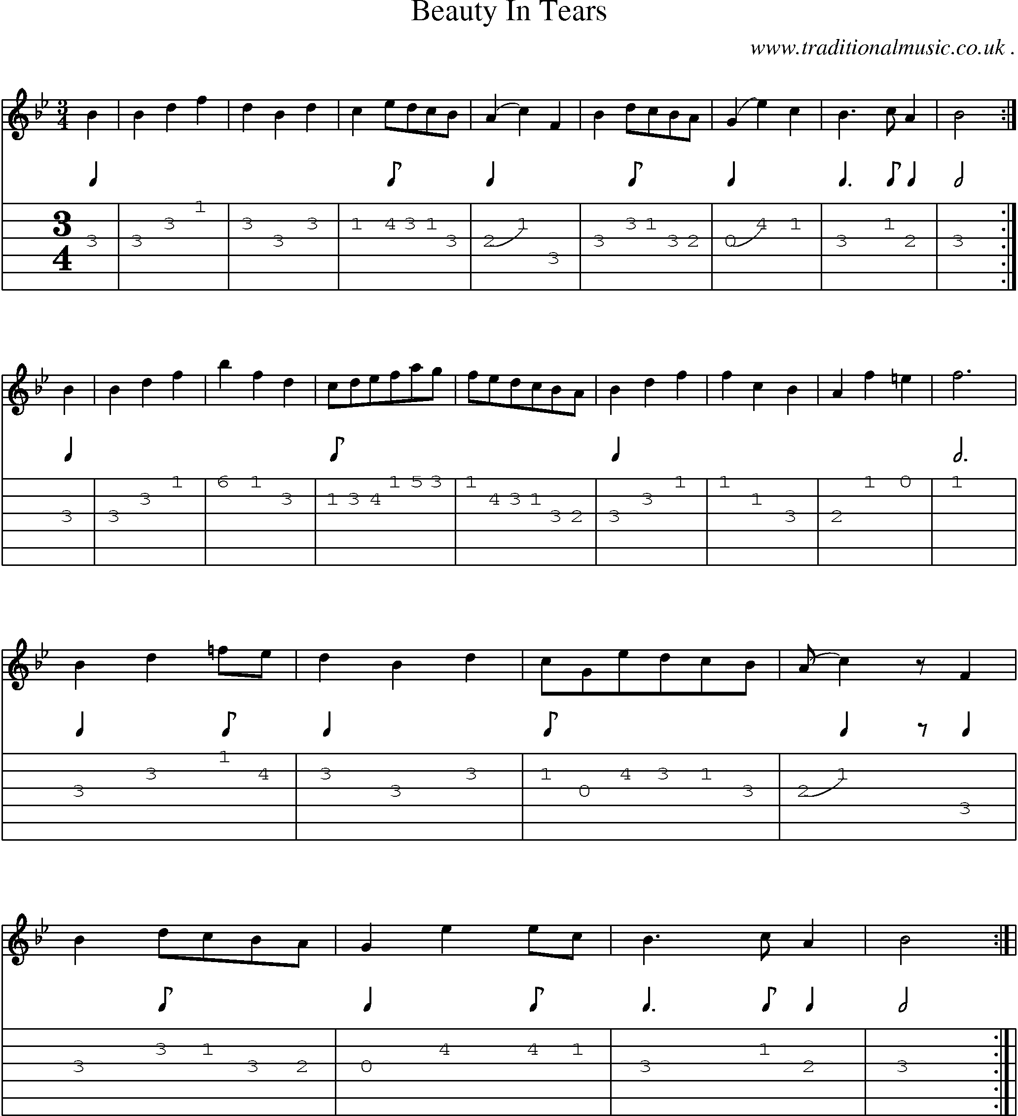 Sheet-Music and Guitar Tabs for Beauty In Tears