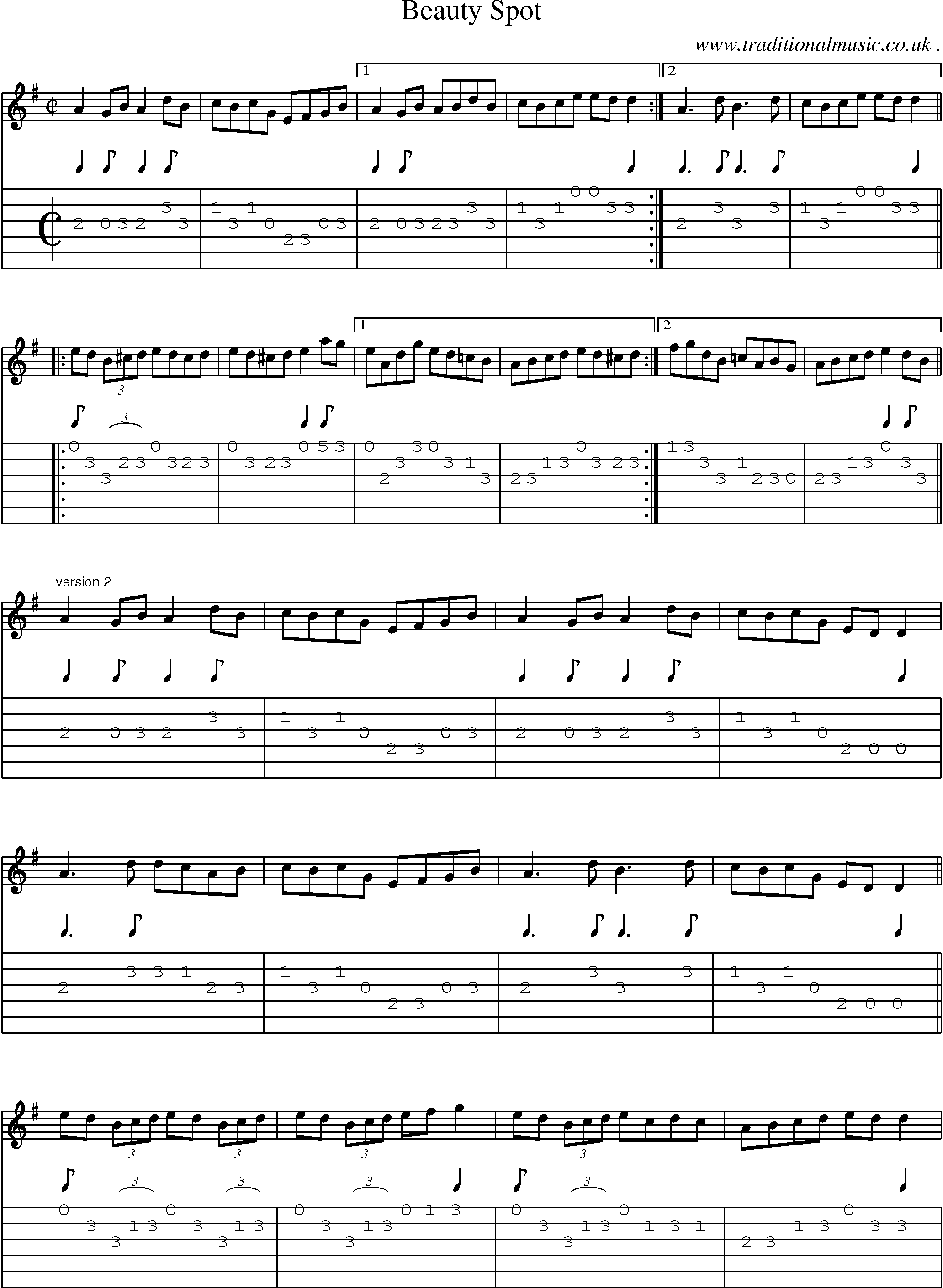 Sheet-Music and Guitar Tabs for Beauty Spot