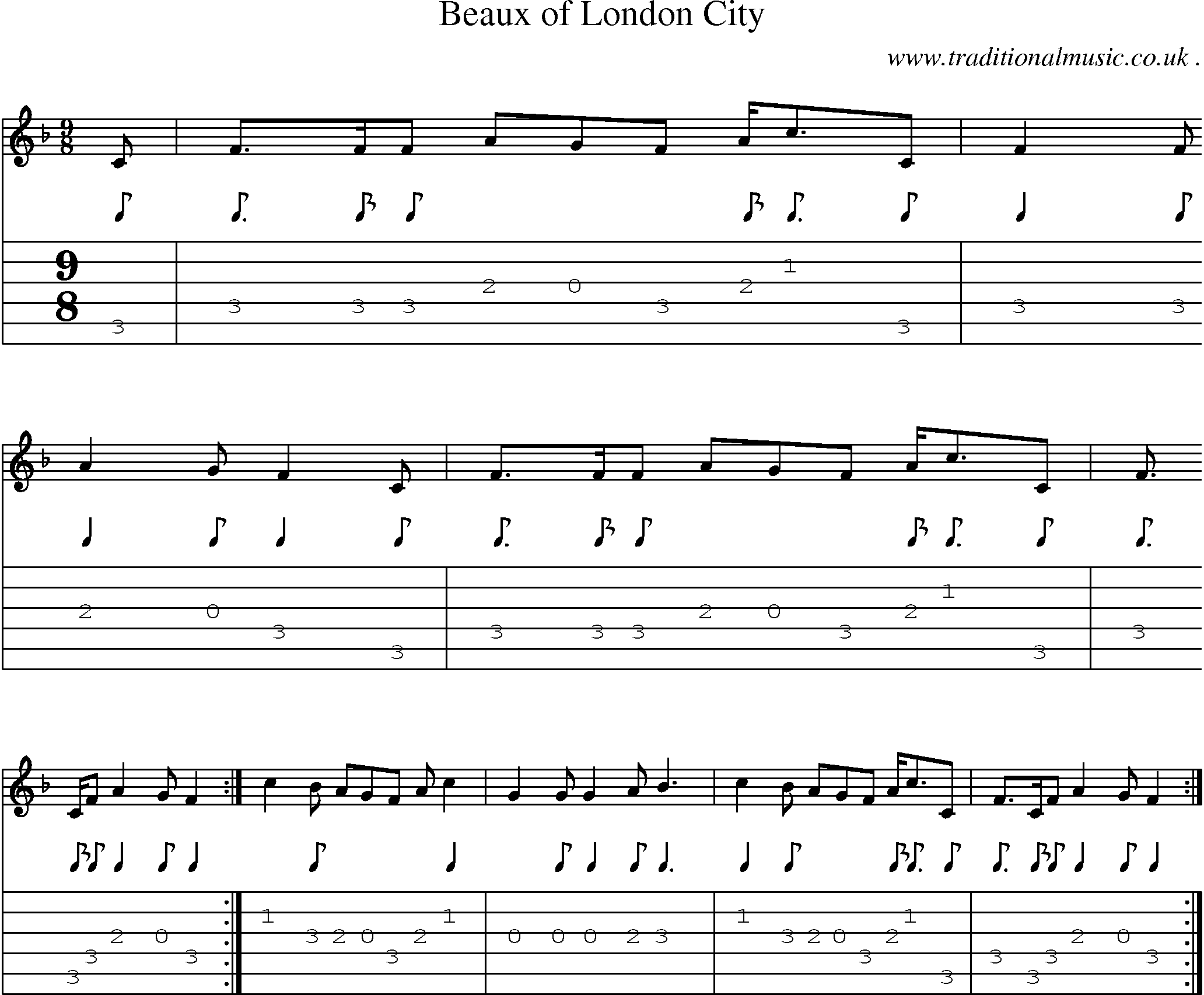 Sheet-Music and Guitar Tabs for Beaux Of London City