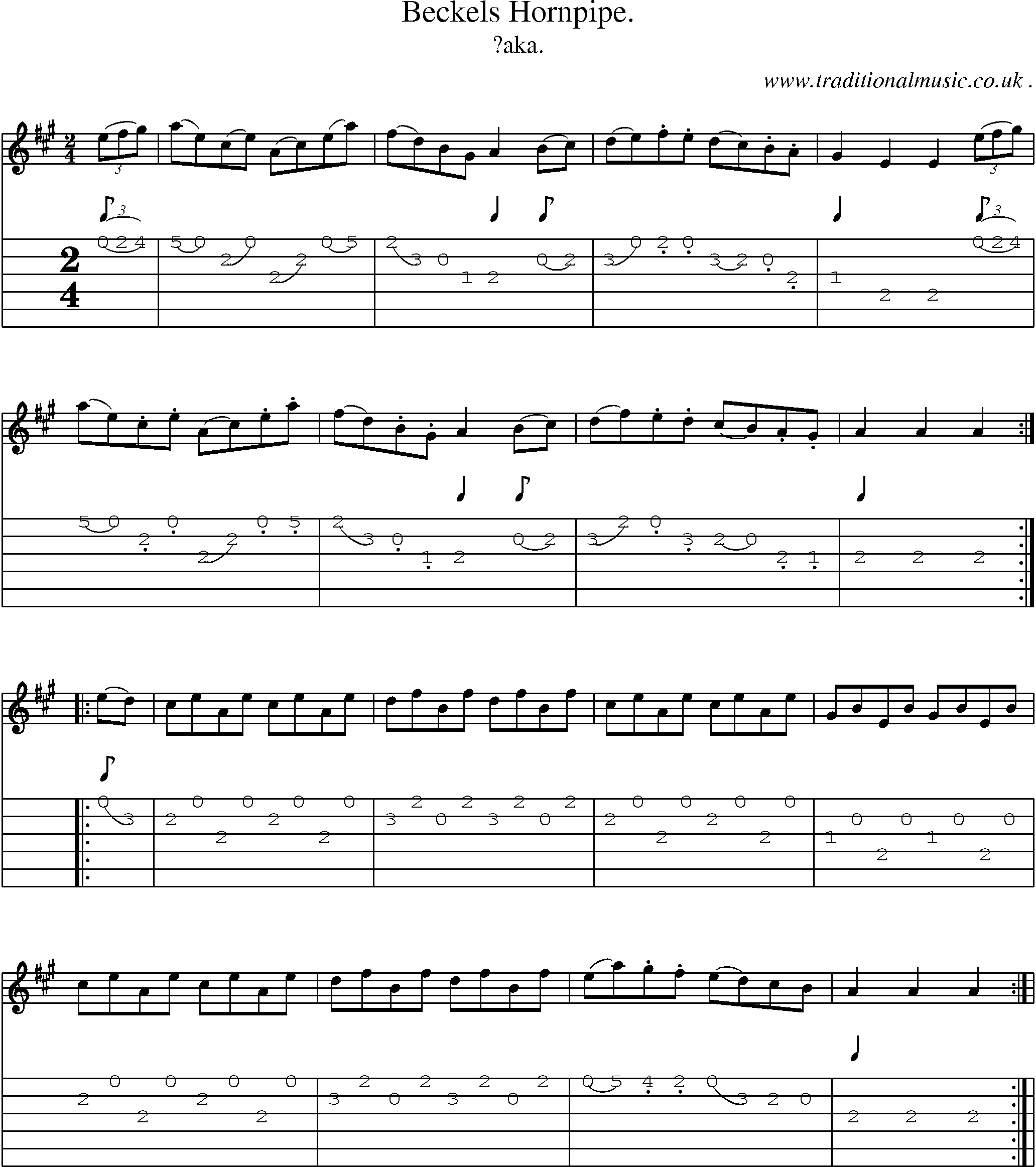 Sheet-Music and Guitar Tabs for Beckels Hornpipe