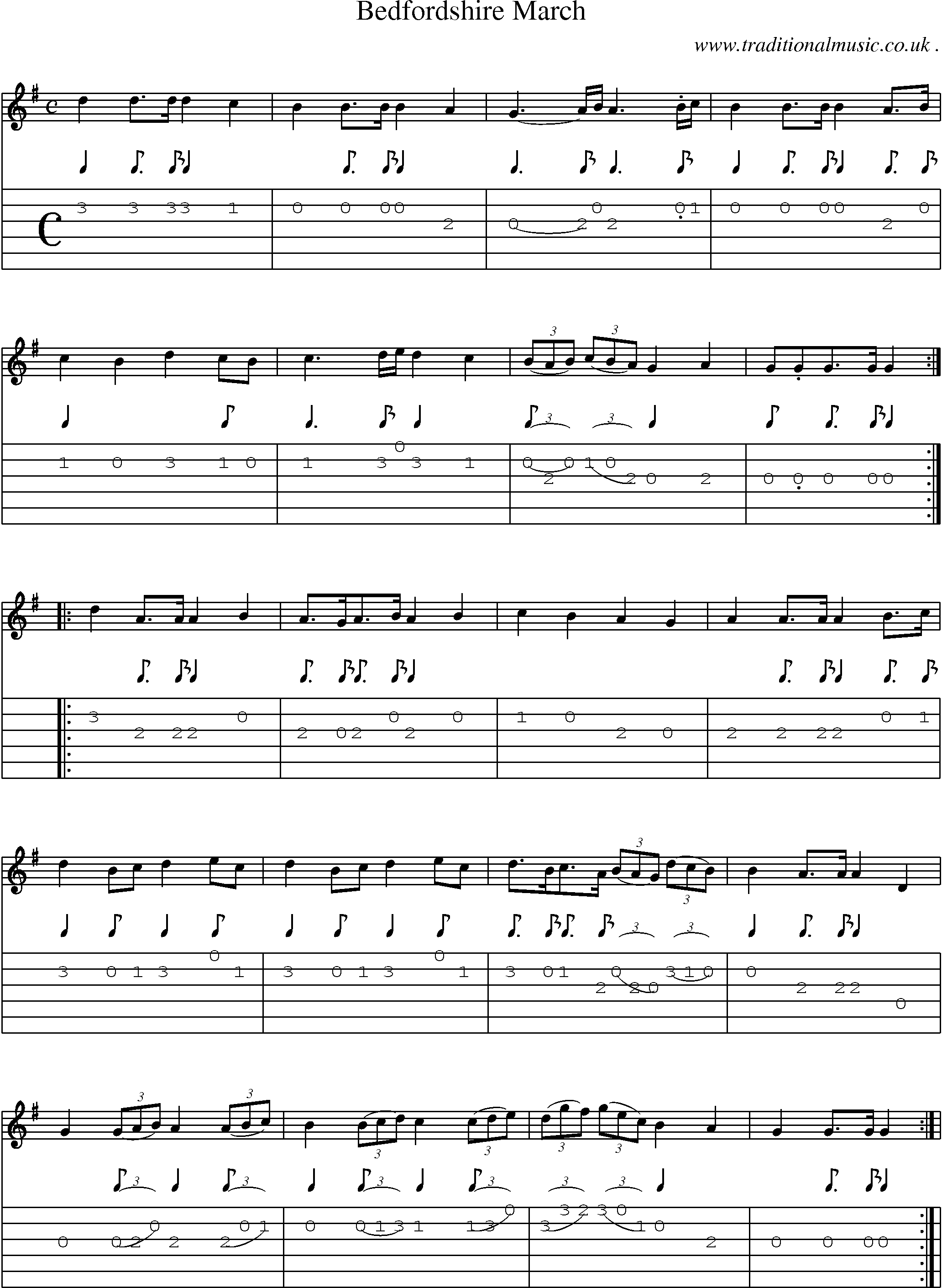Sheet-Music and Guitar Tabs for Bedfordshire March