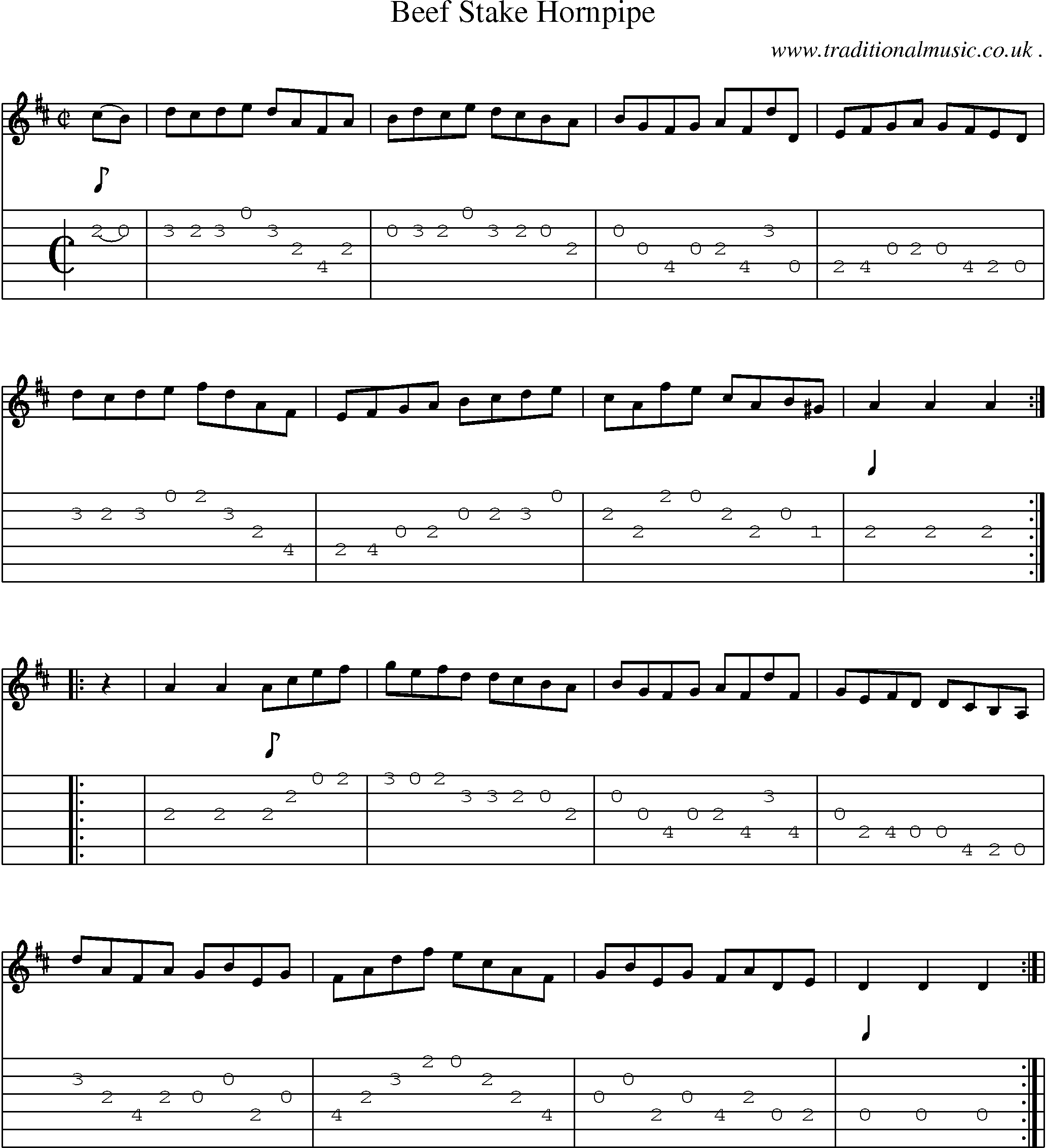 Sheet-Music and Guitar Tabs for Beef Stake Hornpipe