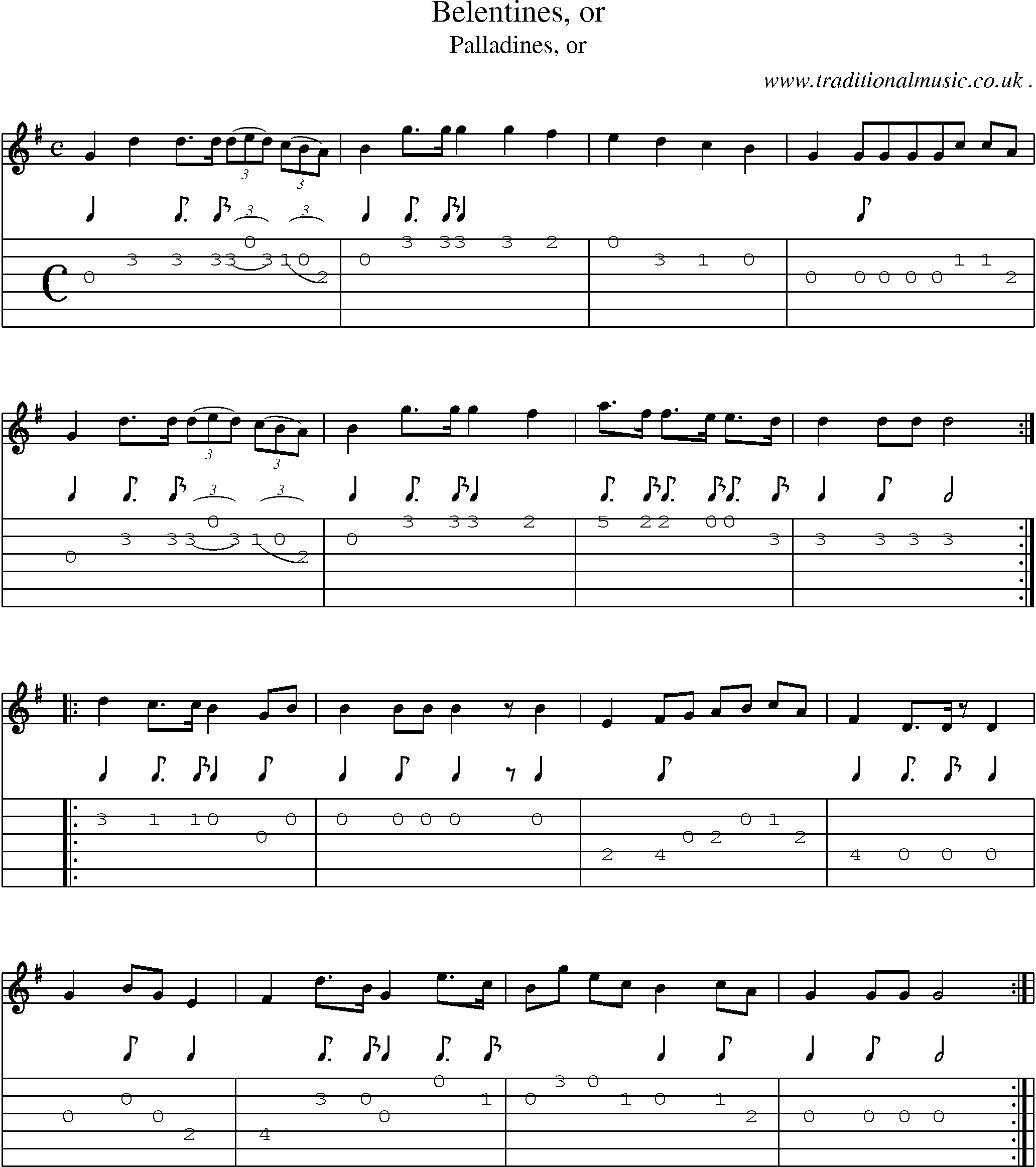 Sheet-Music and Guitar Tabs for Belentines Or