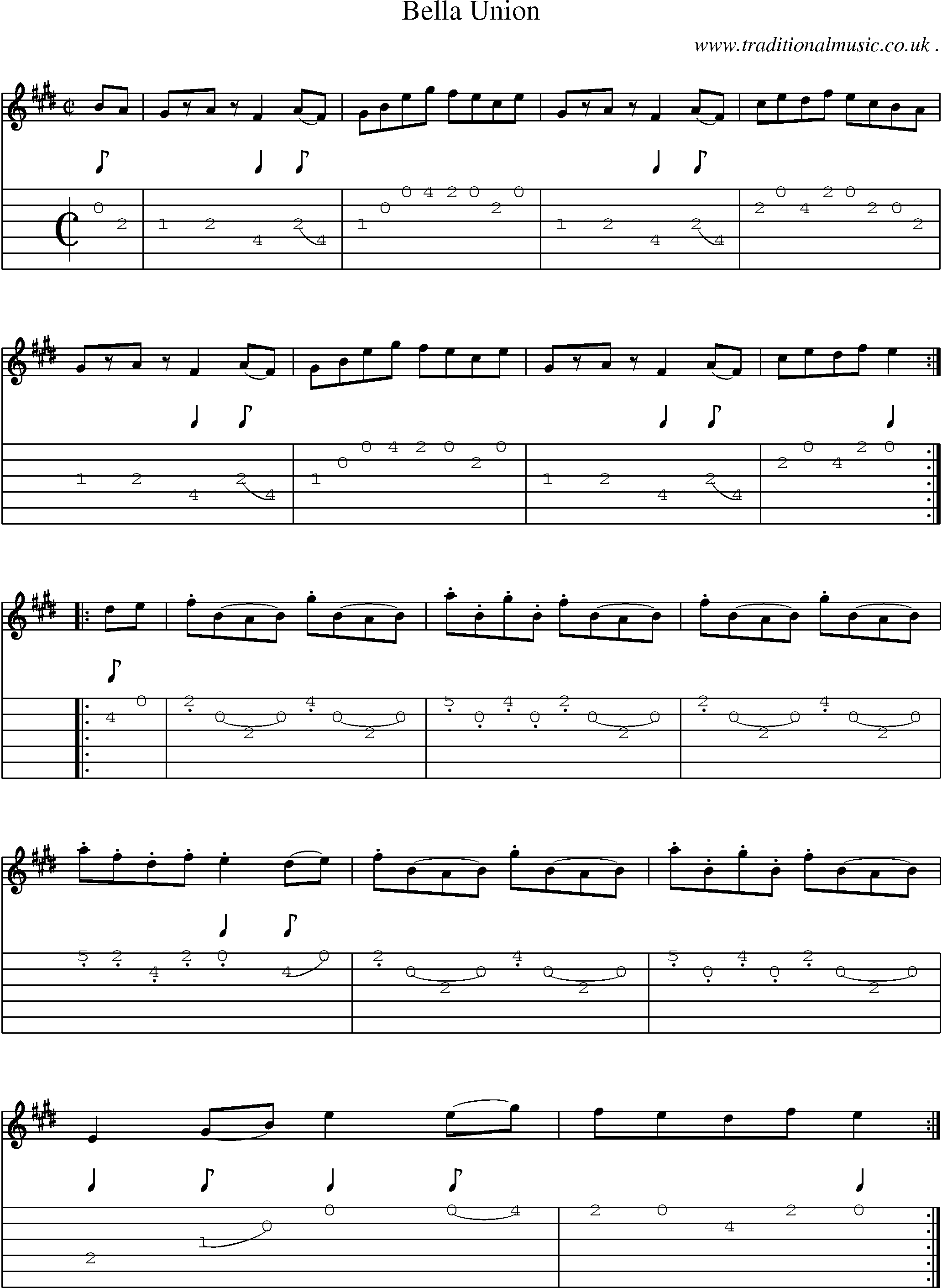 Sheet-Music and Guitar Tabs for Bella Union