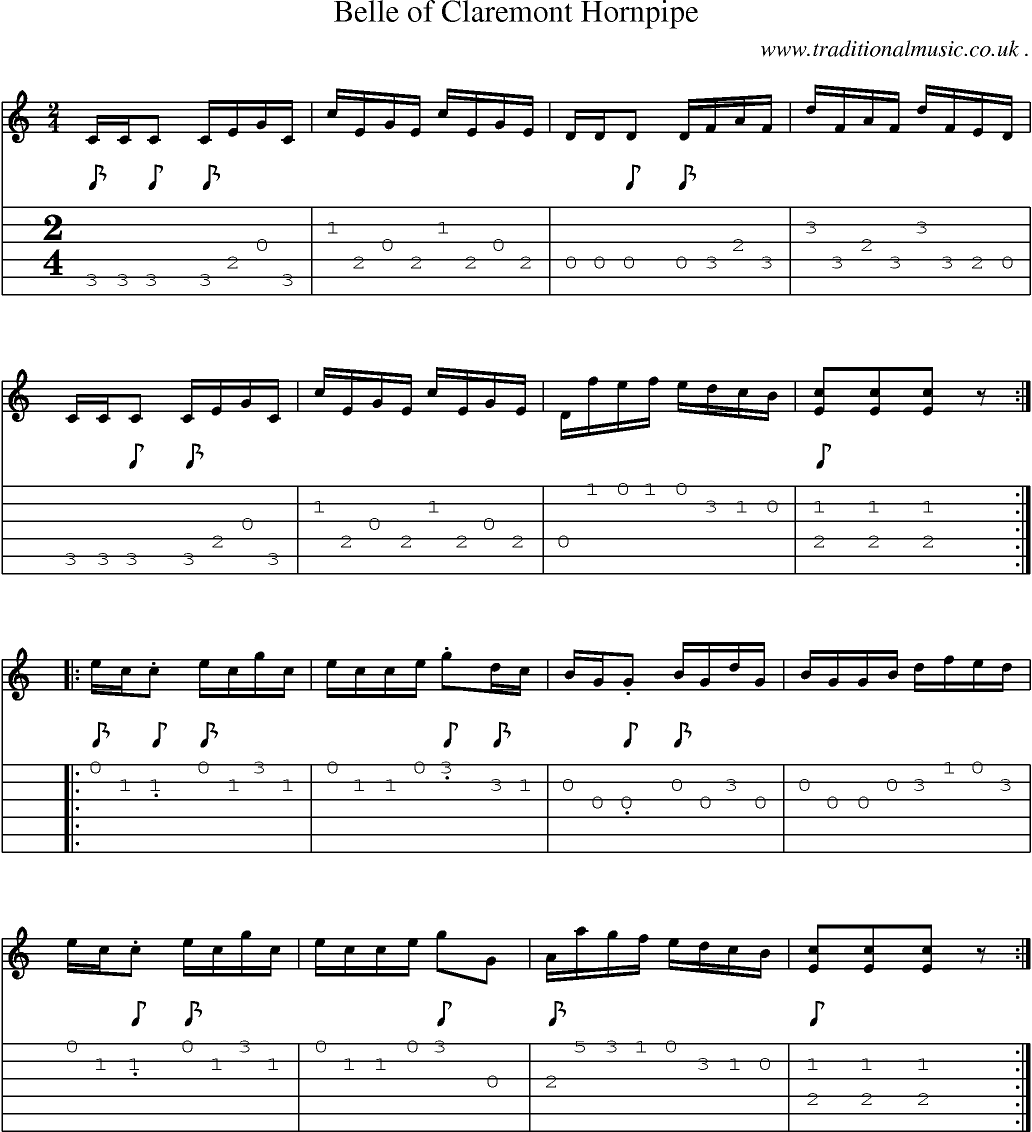Sheet-Music and Guitar Tabs for Belle Of Claremont Hornpipe