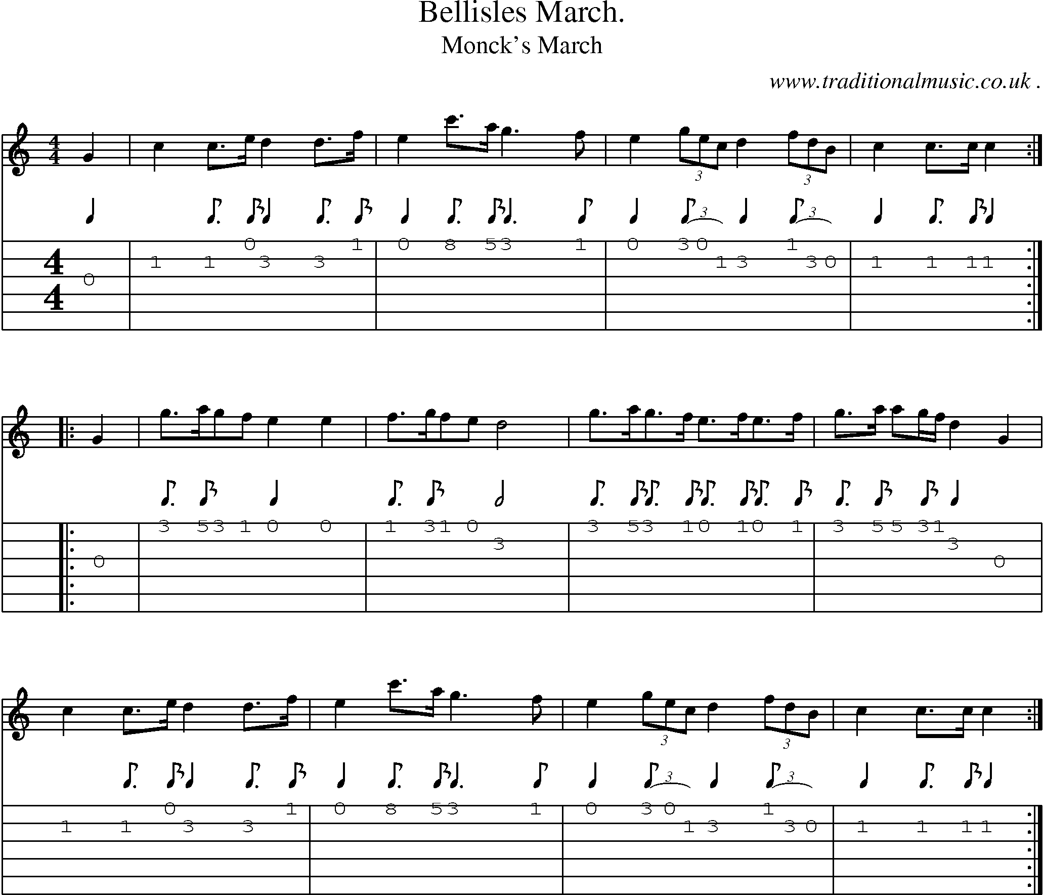 Sheet-Music and Guitar Tabs for Bellisles March