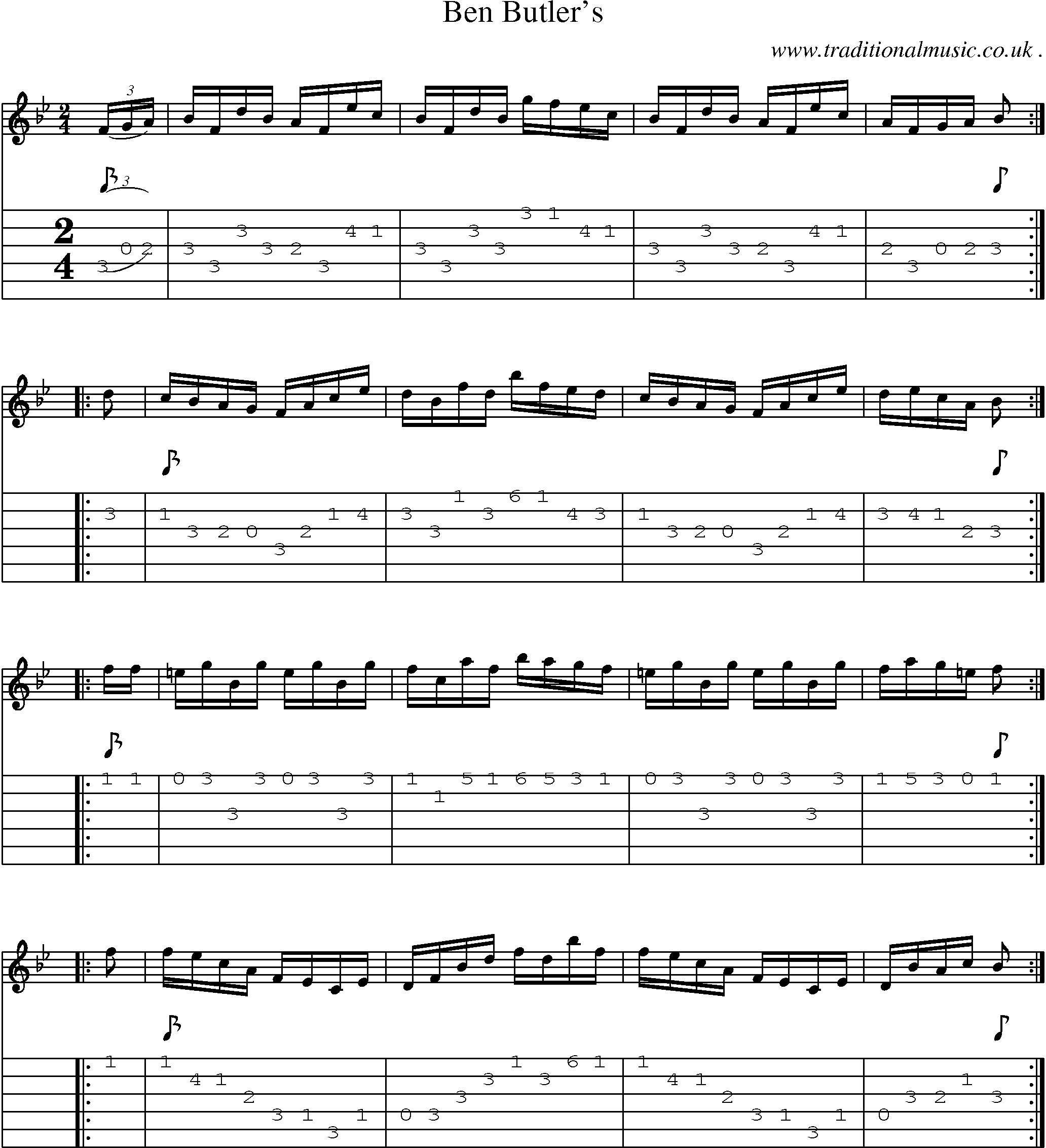 Sheet-Music and Guitar Tabs for Ben Butlers