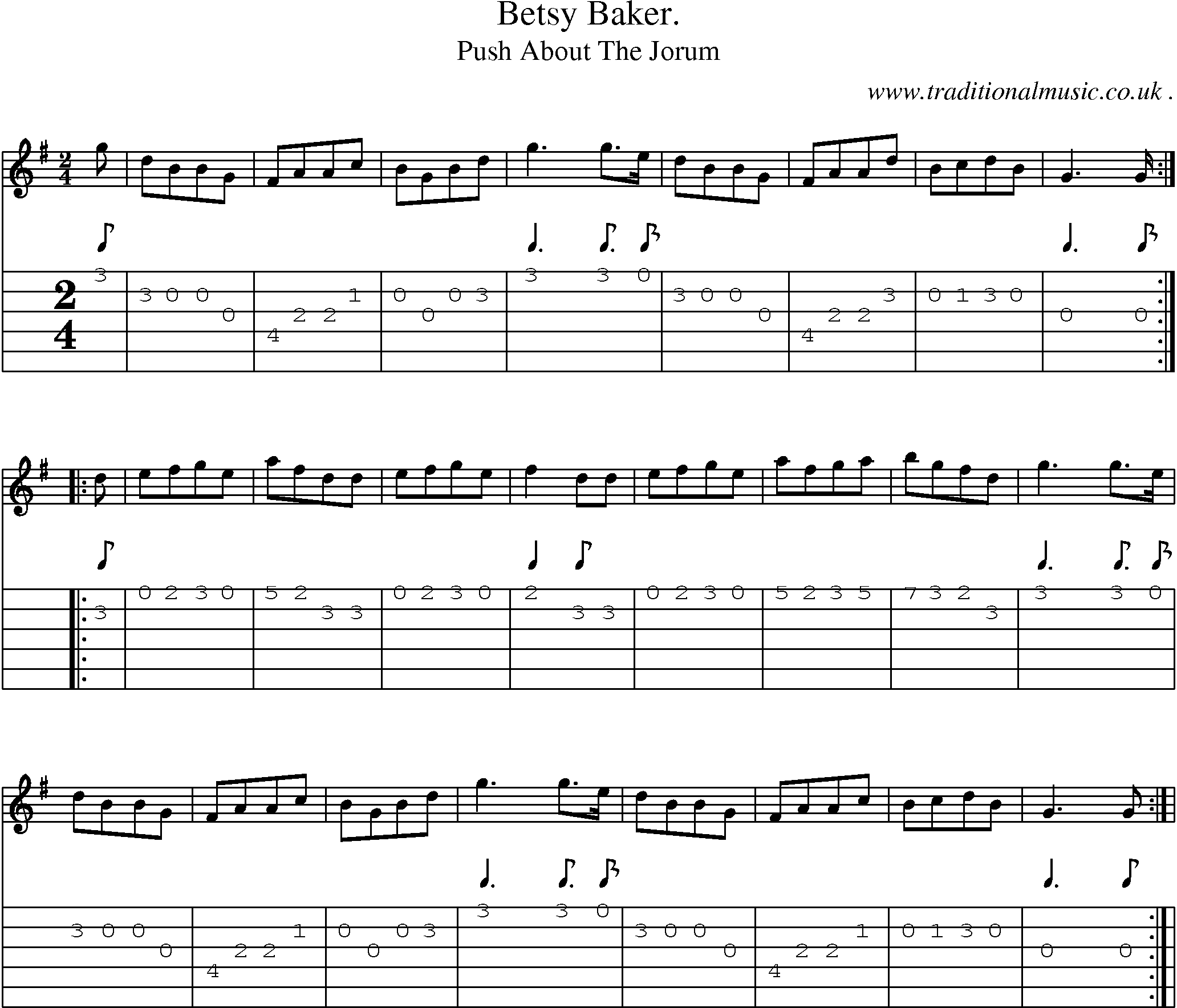 Sheet-Music and Guitar Tabs for Betsy Baker